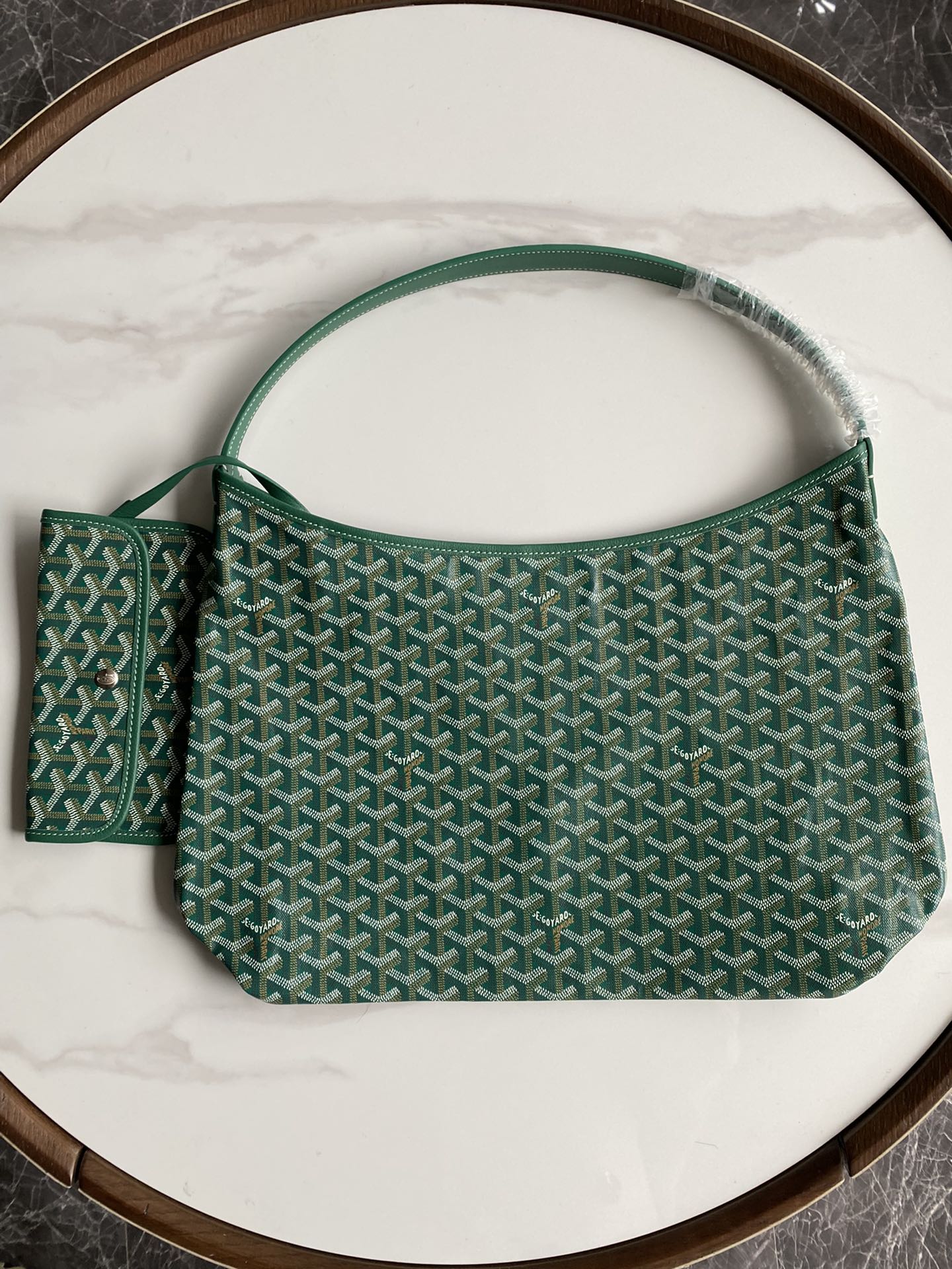  戈雅 GOYARD Bohème Hobo Y字老花满印抗压皮革手柄 帆布拼牛皮 腋下包子母包 单肩手提包 女款 