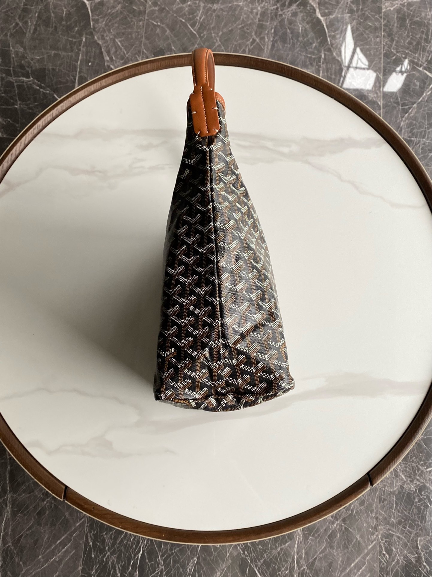  戈雅 GOYARD Bohème Hobo Y字老花满印抗压皮革手柄 帆布拼牛皮 腋下包子母包 单肩手提包 女款 