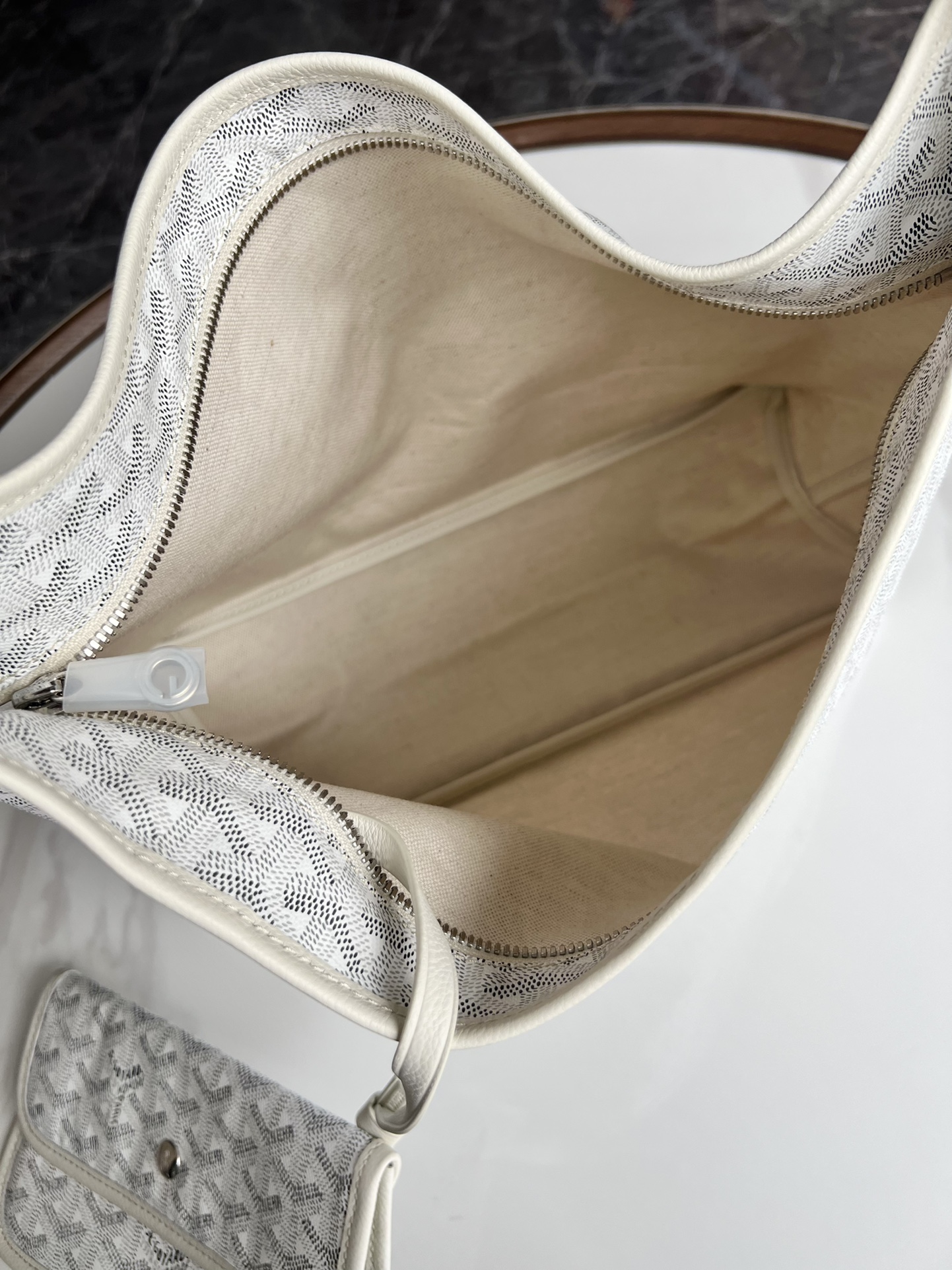  戈雅 GOYARD Bohème Hobo Y字老花满印抗压皮革手柄 帆布拼牛皮 腋下包子母包 单肩手提包 女款 