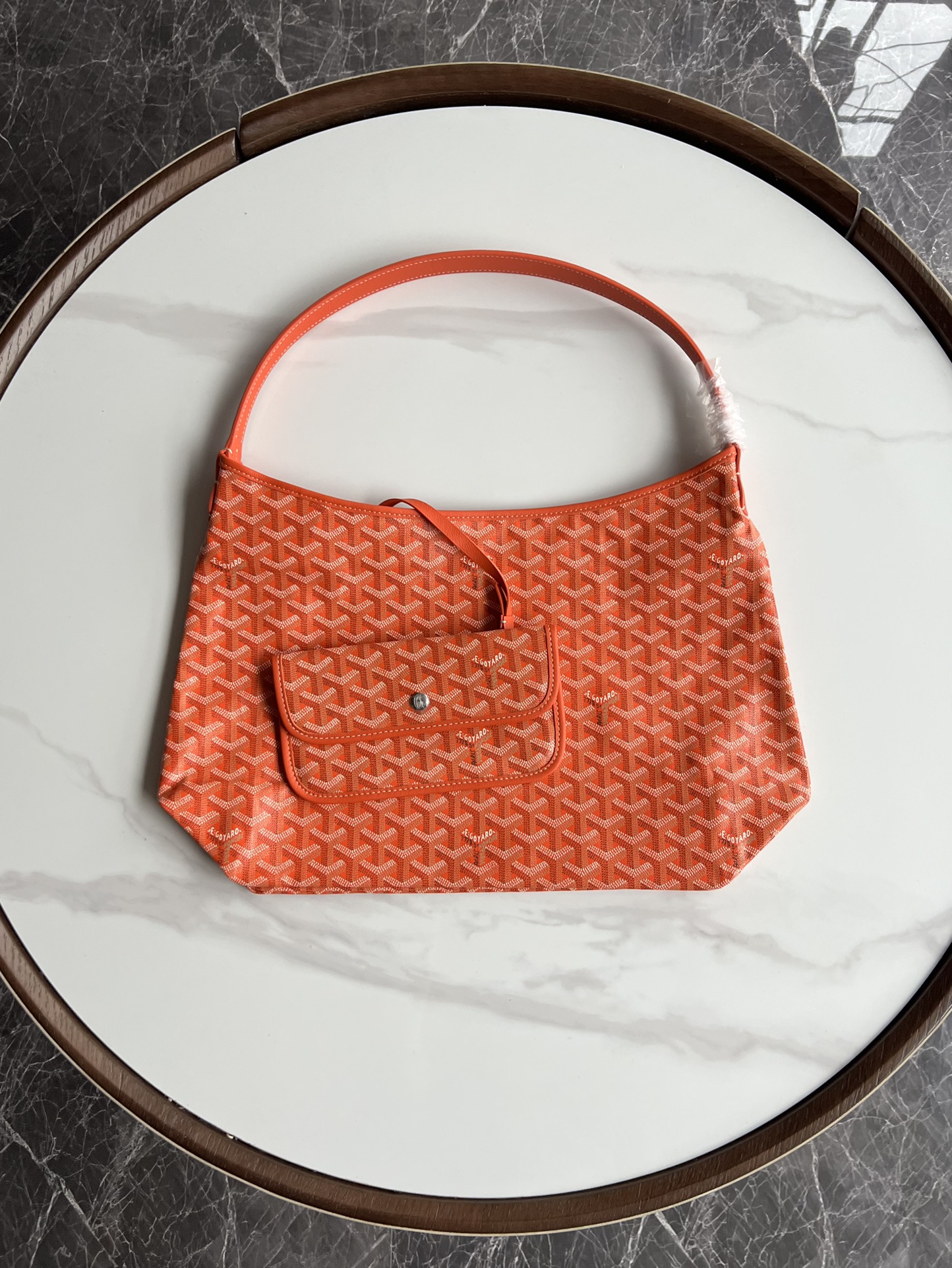  戈雅 GOYARD Bohème Hobo Y字老花满印抗压皮革手柄 帆布拼牛皮 腋下包子母包 单肩手提包 女款 