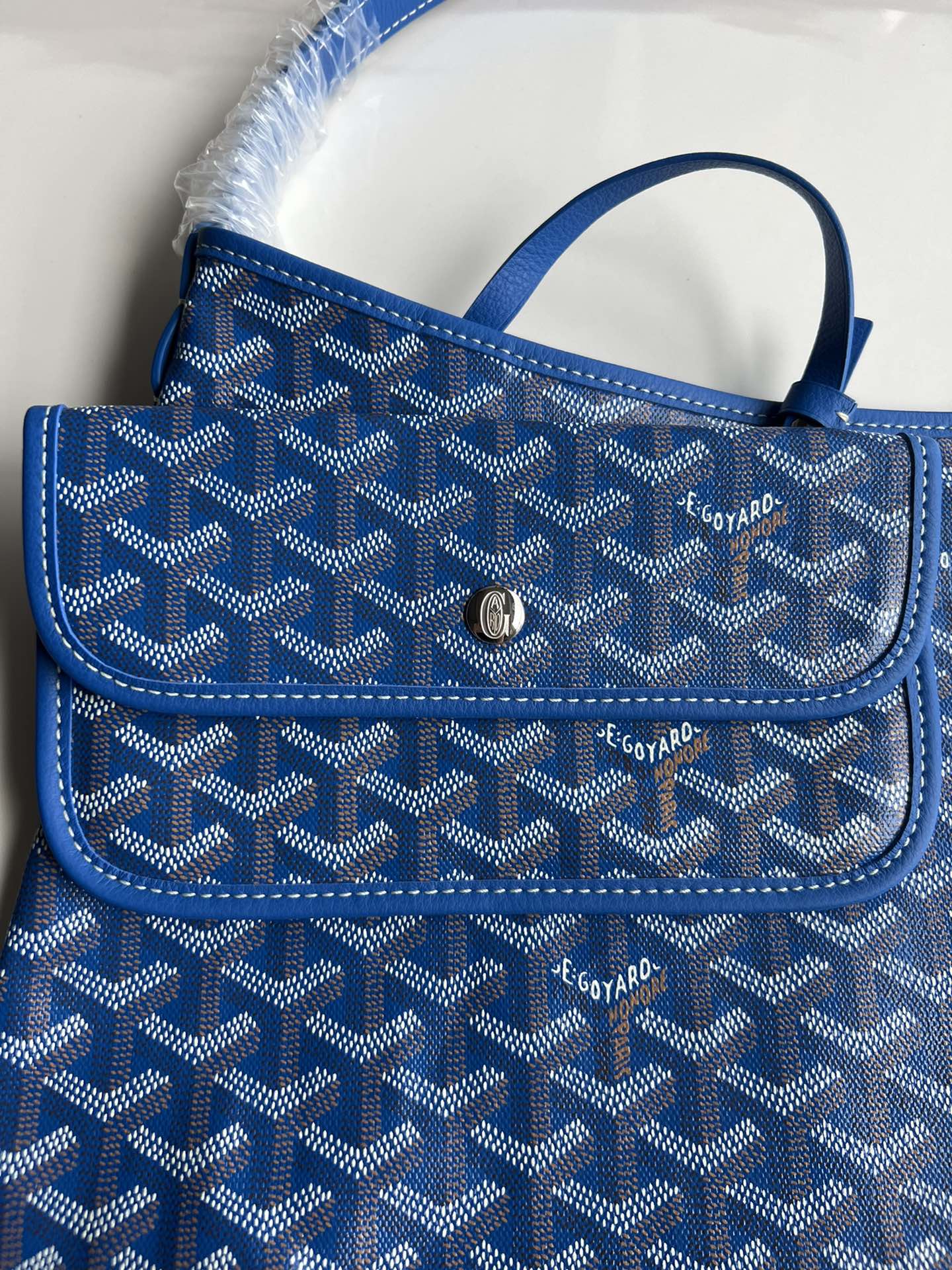  戈雅 GOYARD Bohème Hobo Y字老花满印抗压皮革手柄 帆布拼牛皮 腋下包子母包 单肩手提包 女款 