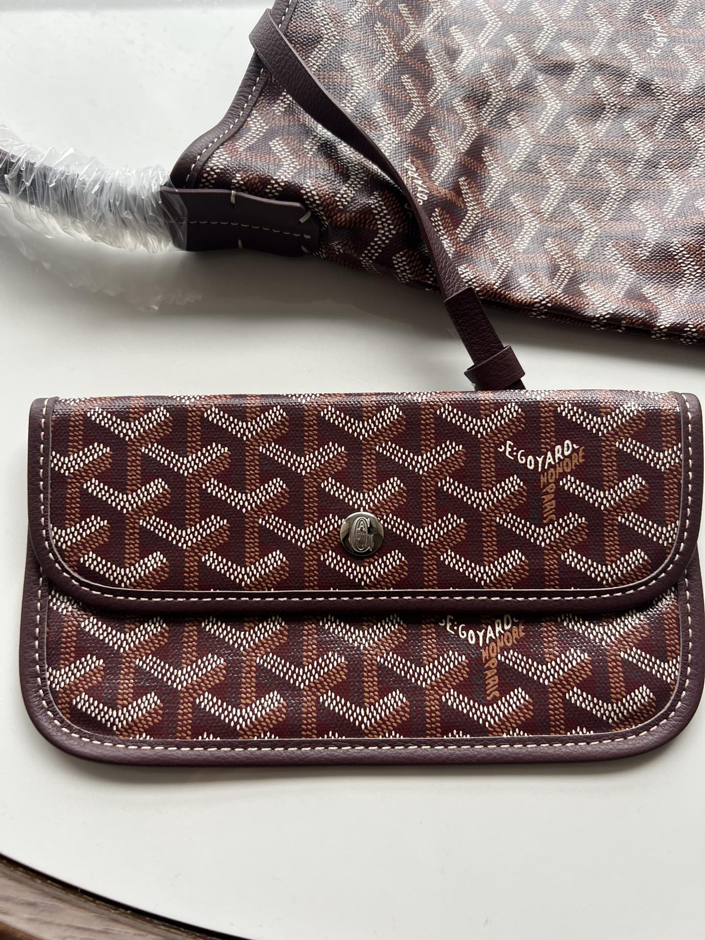  戈雅 GOYARD Bohème Hobo Y字老花满印抗压皮革手柄 帆布拼牛皮 腋下包子母包 单肩手提包 女款 