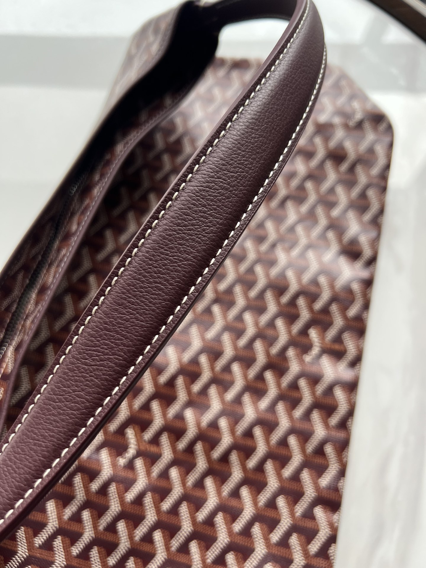 戈雅 GOYARD Bohème Hobo Y字老花满印抗压皮革手柄 帆布拼牛皮 腋下包子母包 单肩手提包 女款 