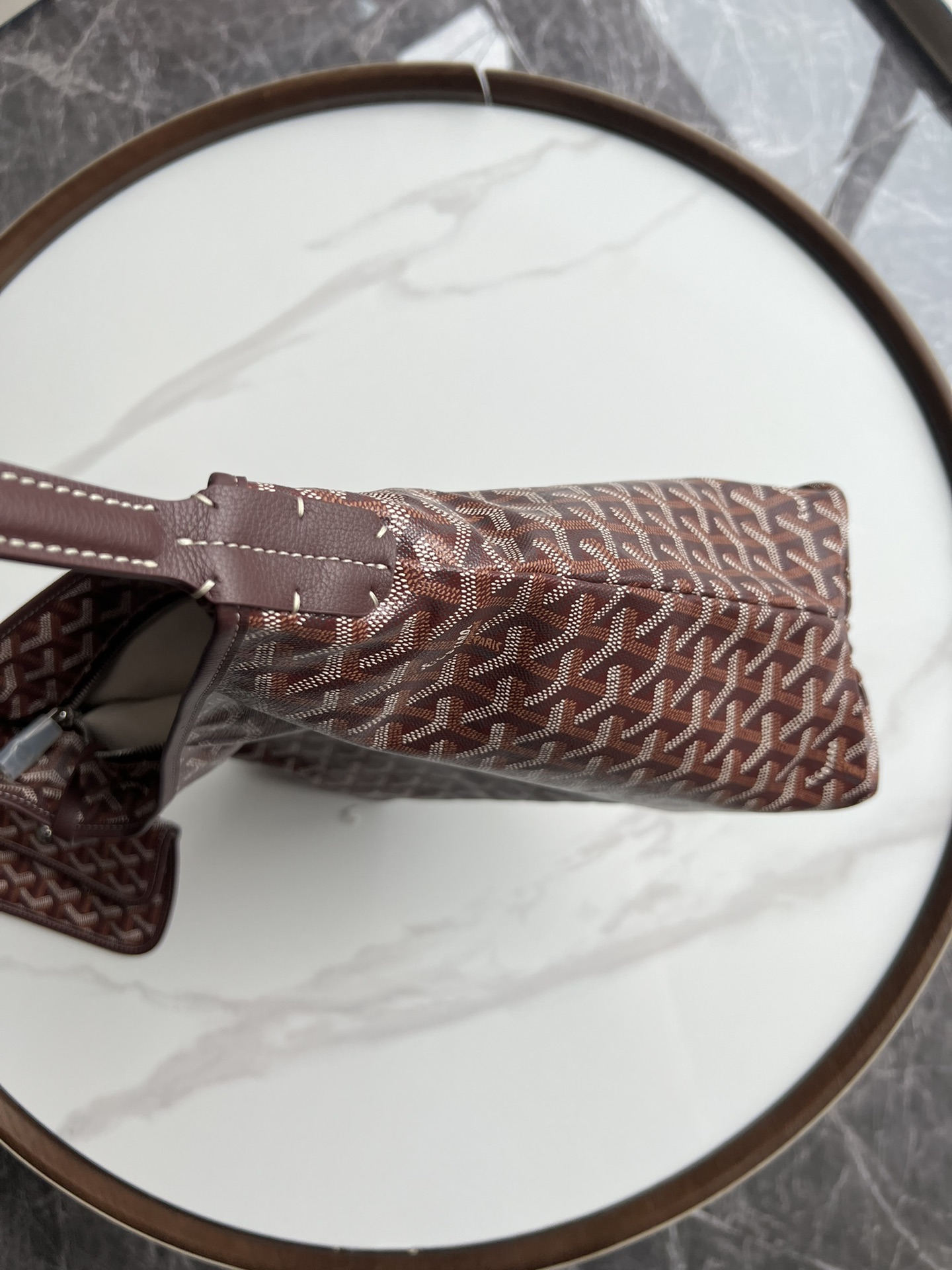  戈雅 GOYARD Bohème Hobo Y字老花满印抗压皮革手柄 帆布拼牛皮 腋下包子母包 单肩手提包 女款 