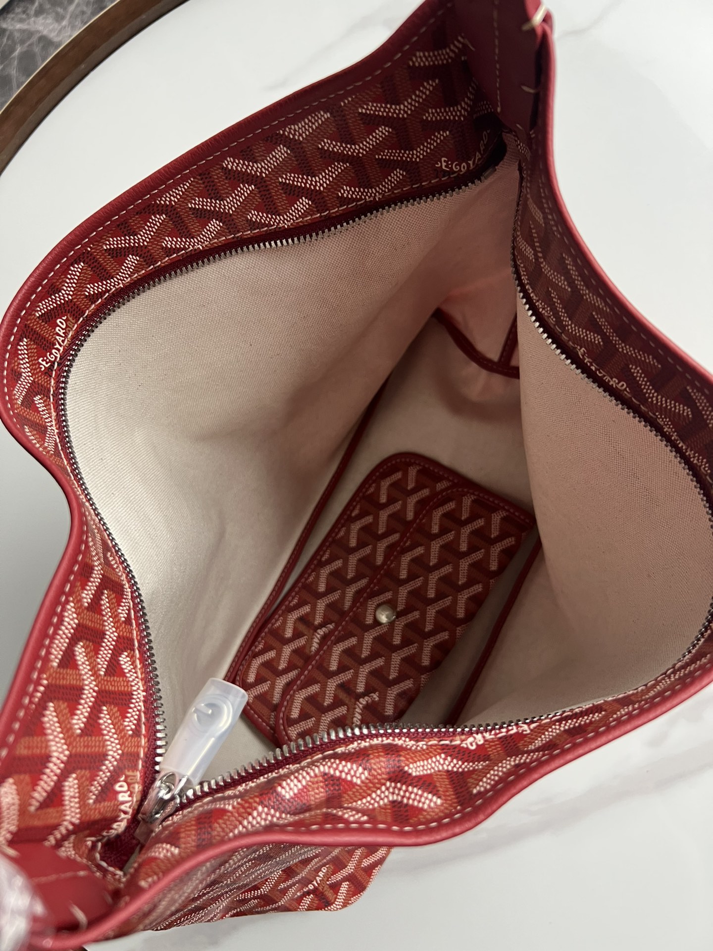  戈雅 GOYARD Bohème Hobo Y字老花满印抗压皮革手柄 帆布拼牛皮 腋下包子母包 单肩手提包 女款 