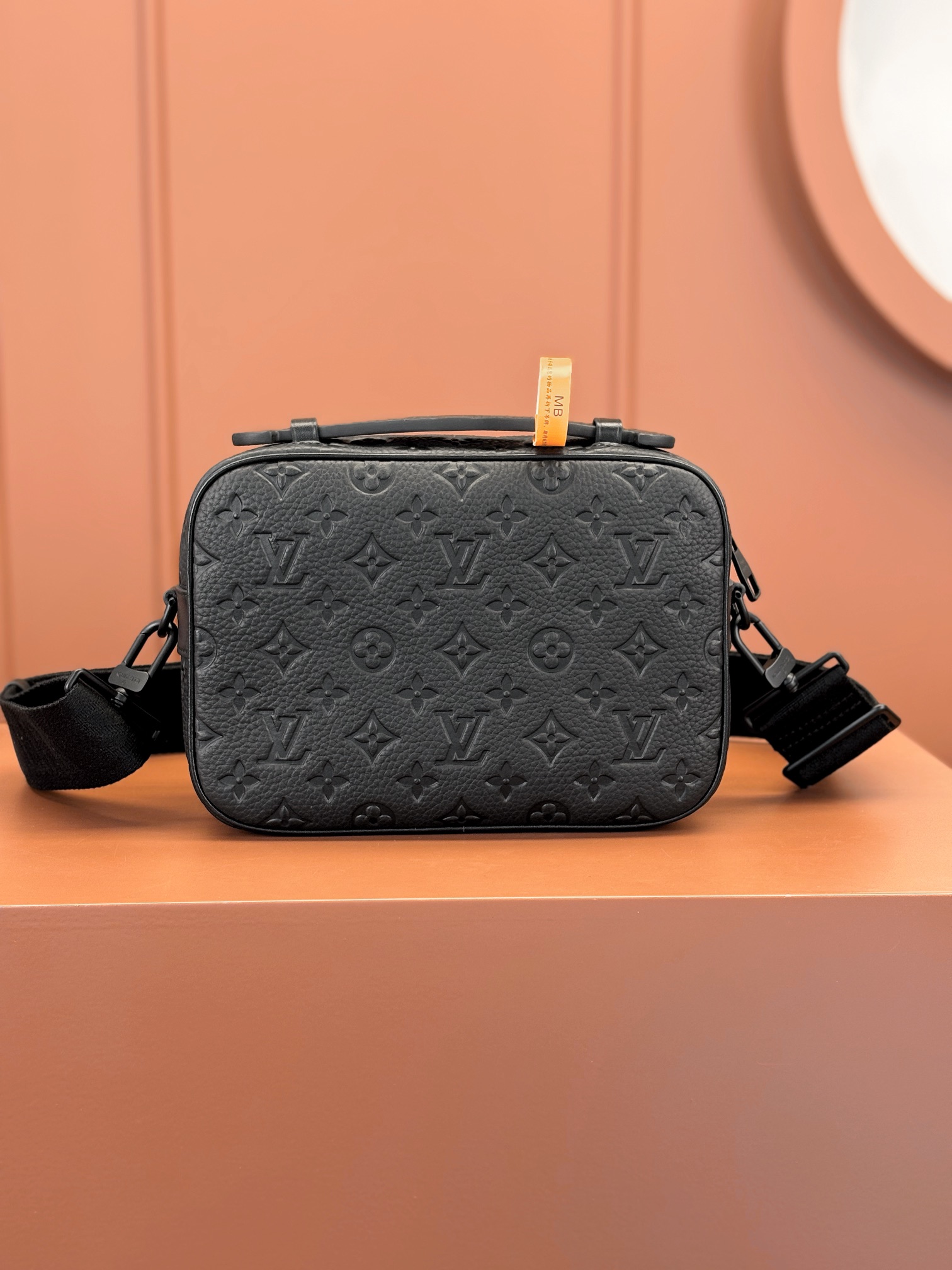 芯片 原厂皮 LOUIS VUITTON S-Lock Messenger 经典老花压纹 皮革 邮差包 手提包 单肩包 斜挎包 黑色 M58489