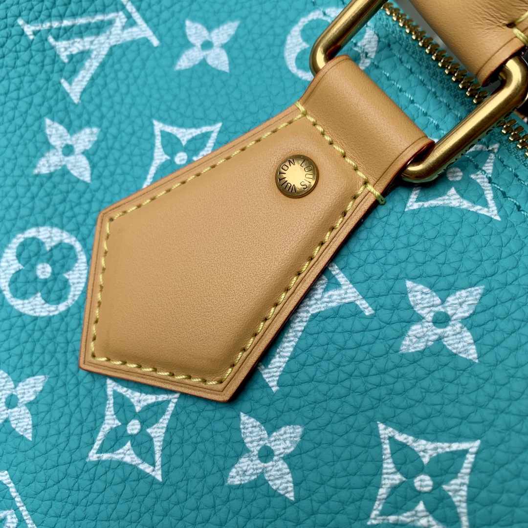 LOUIS VUITTON 路易威登 LV Speedy P9 Bandoulière 30 可拆卸肩带 LV牛皮革 斜挎包 单肩包 双肩包 水桶 手提包 绿松石
