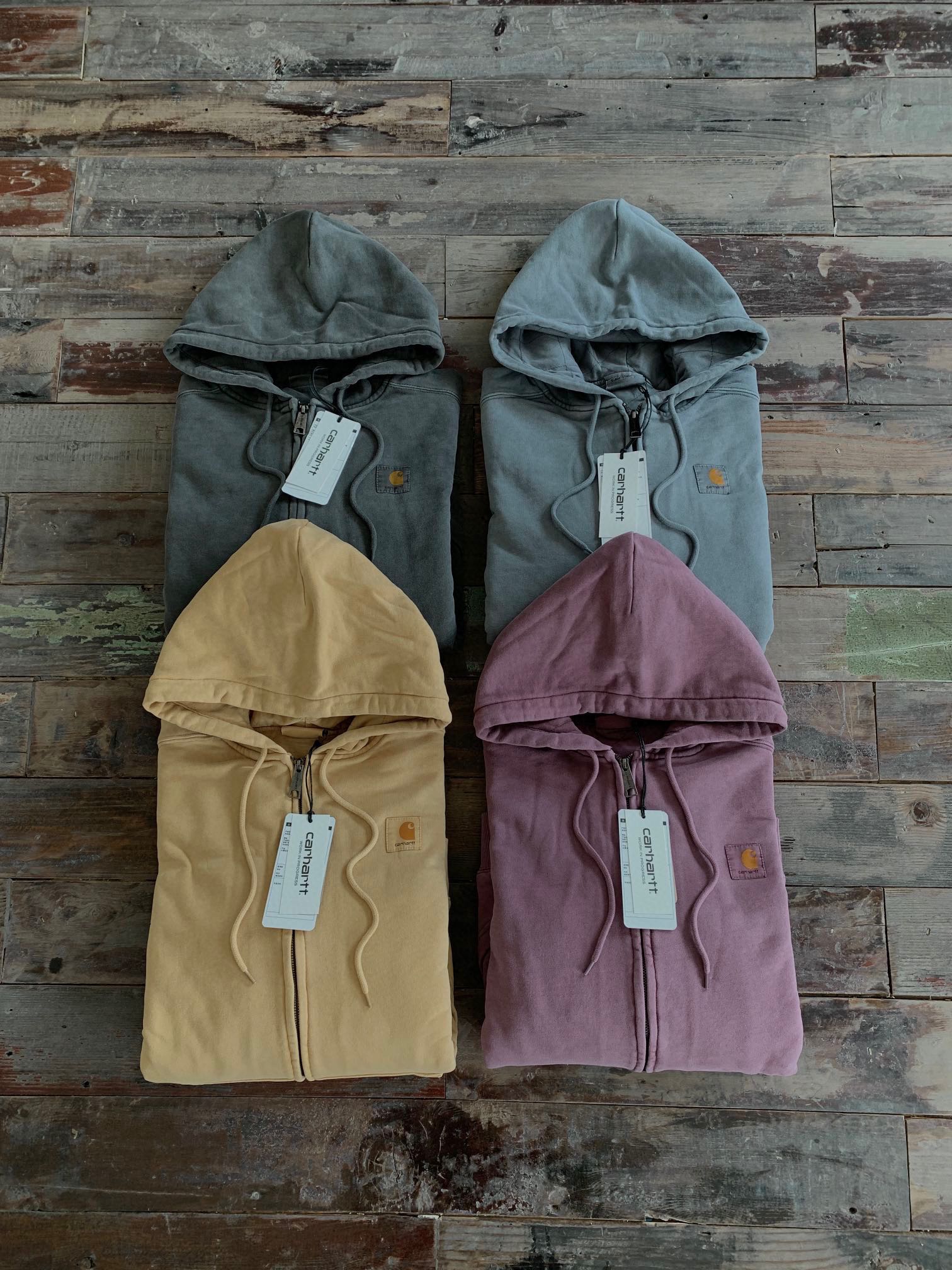  Carhartt WIP jacket 卡哈特 纯色 做旧 袋鼠袋 水洗开衫连帽卫衣 夹克 外套 男款  I029524-0WG-GD