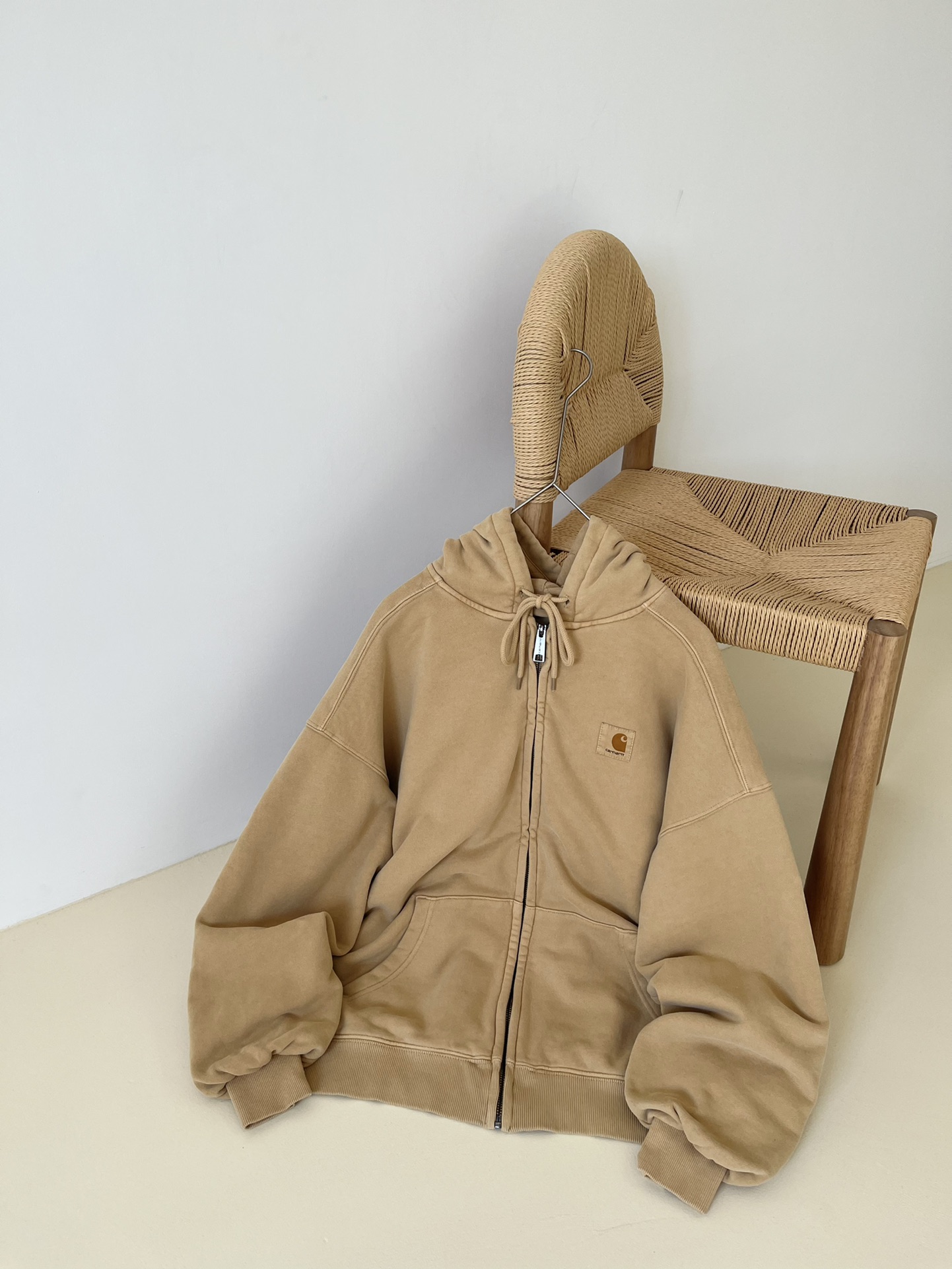  Carhartt WIP jacket 卡哈特 纯色 做旧 袋鼠袋 水洗开衫连帽卫衣 夹克 外套 男款  I029524-0WG-GD