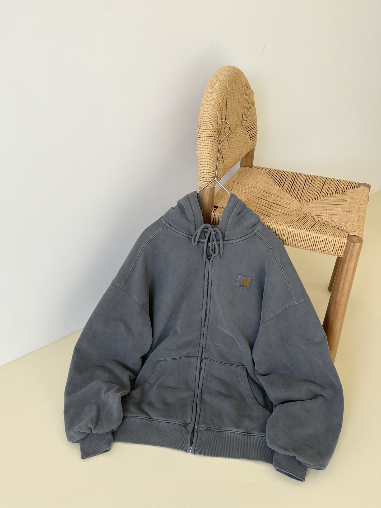  Carhartt WIP jacket 卡哈特 纯色 做旧 袋鼠袋 水洗开衫连帽卫衣 夹克 外套 男款  I029524-0WG-GD