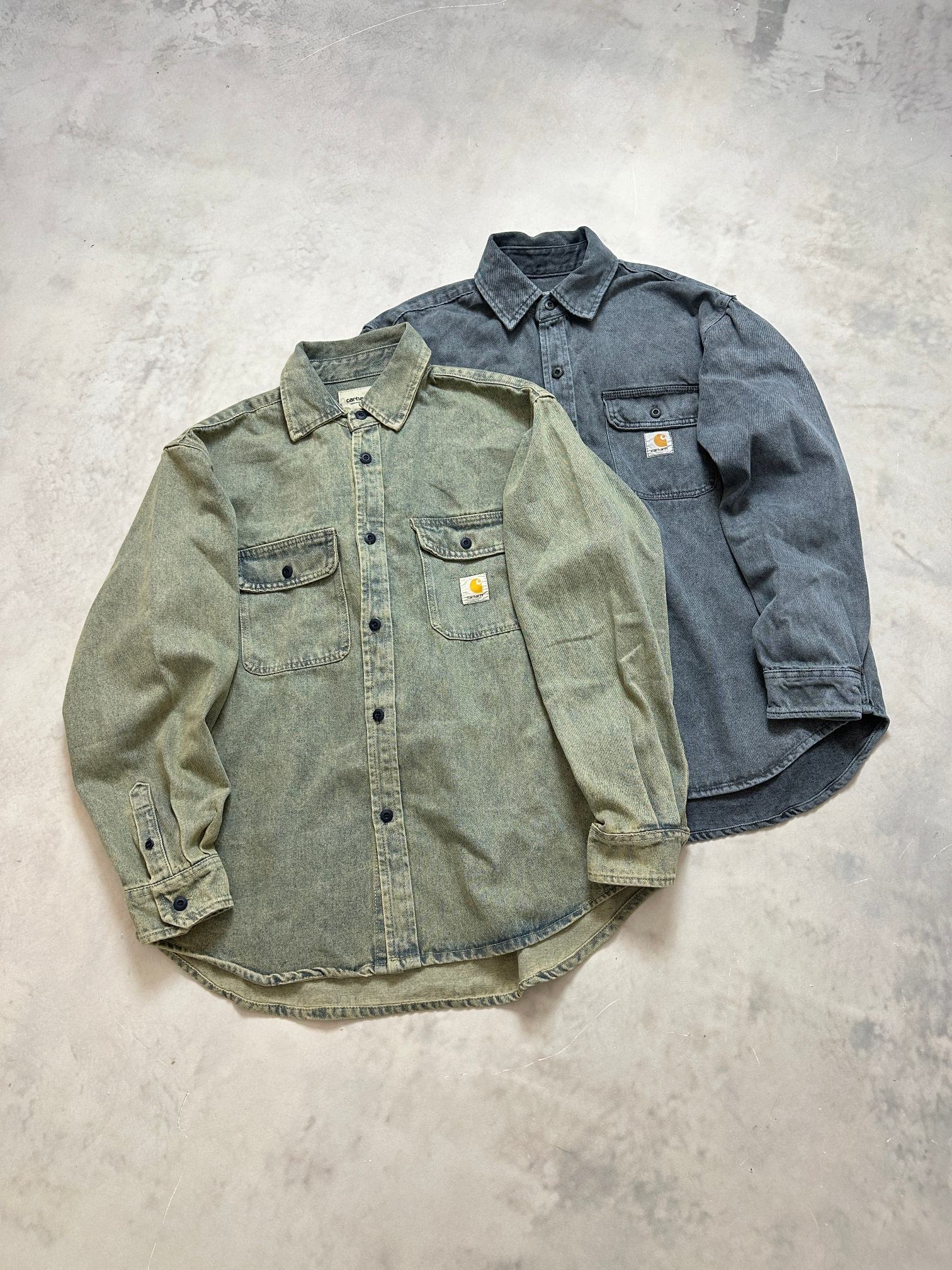 Carhartt WIP jacket 卡哈特  做旧 SS25 方形标签单排扣长袖 牛仔外套外套 男款  I035821-3FU-GD