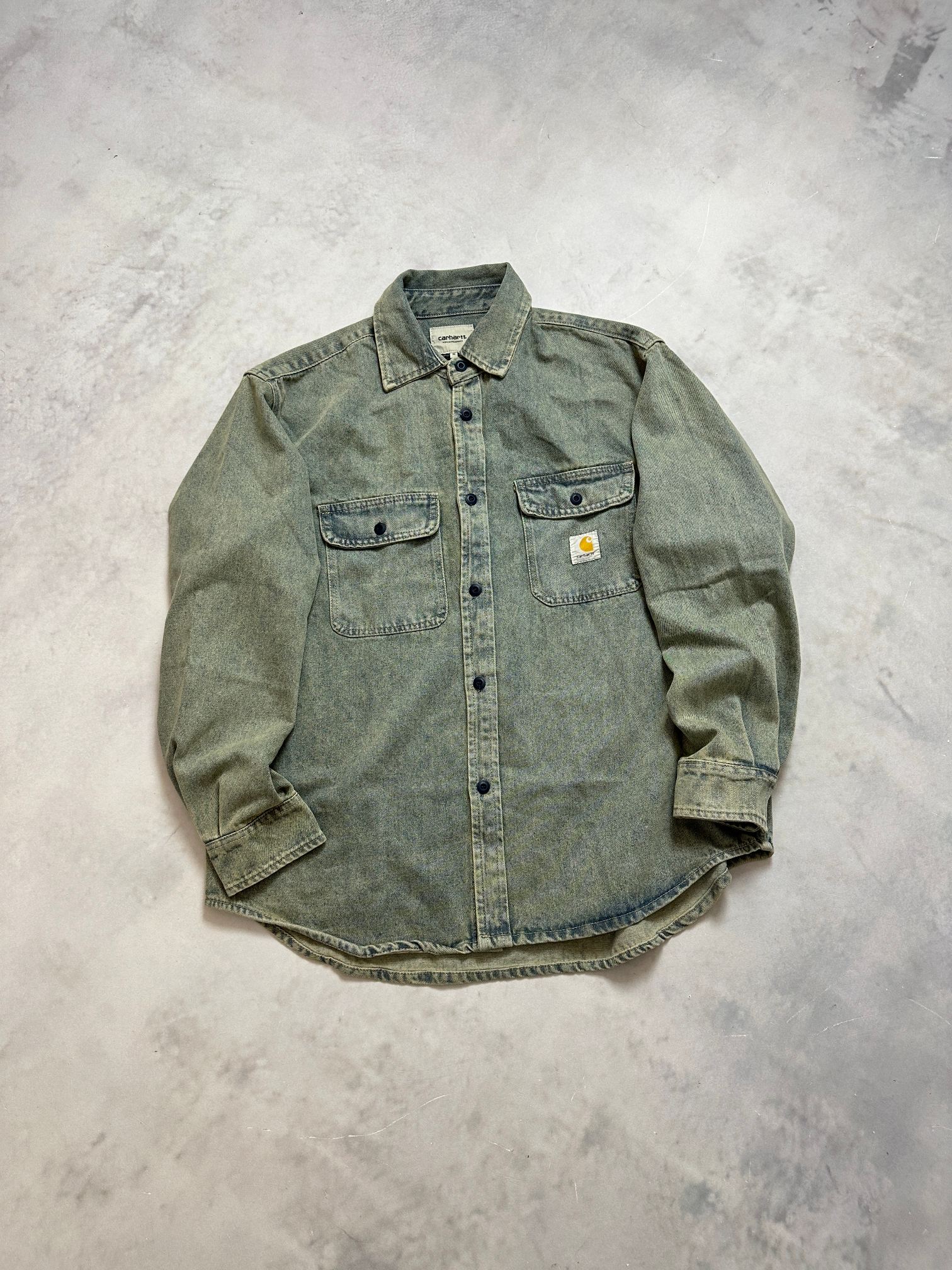 Carhartt WIP jacket 卡哈特  做旧 SS25 方形标签单排扣长袖 牛仔外套外套 男款  I035821-3FU-GD