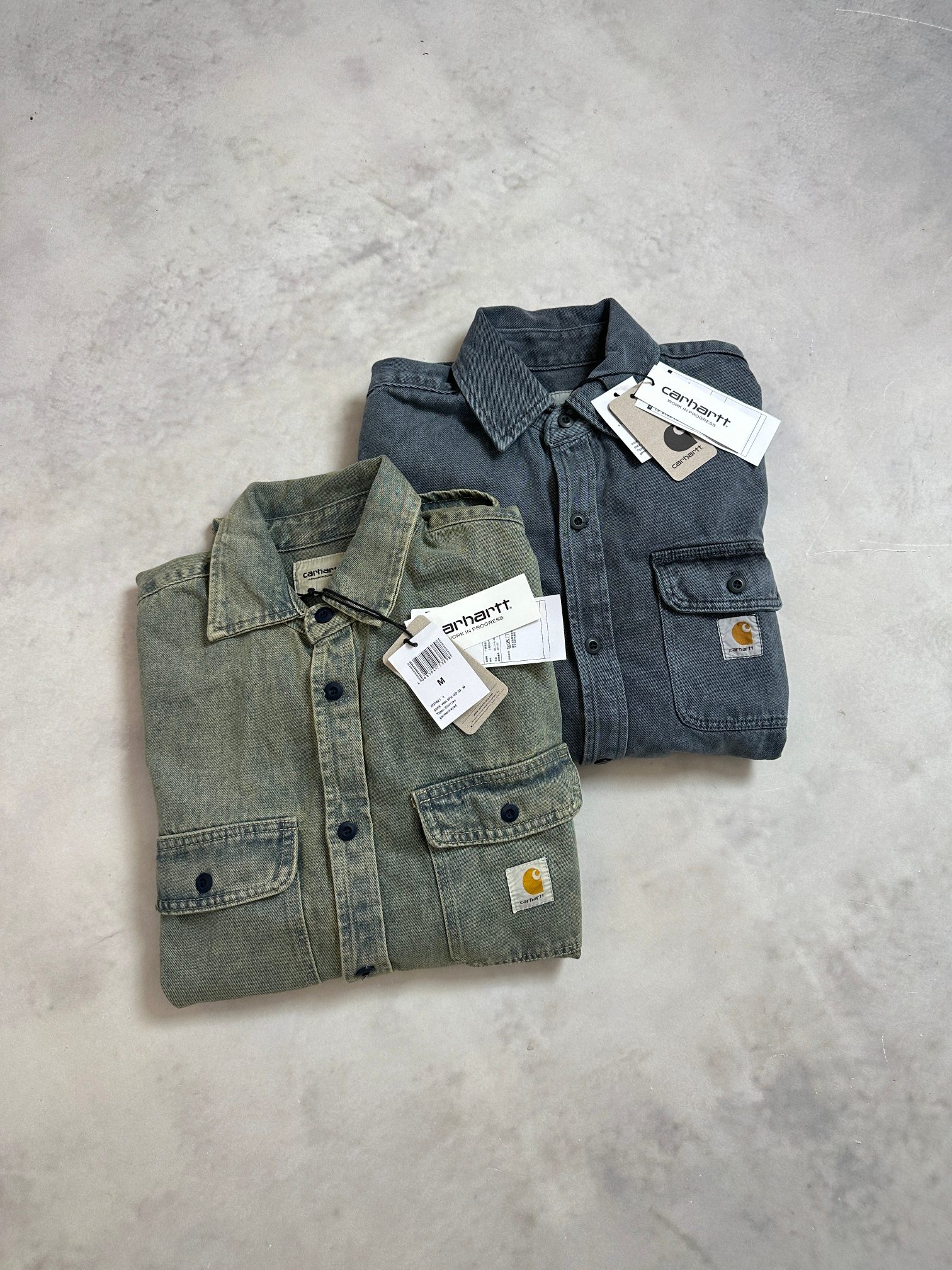 Carhartt WIP jacket 卡哈特  做旧 SS25 方形标签单排扣长袖 牛仔外套外套 男款  I035821-3FU-GD