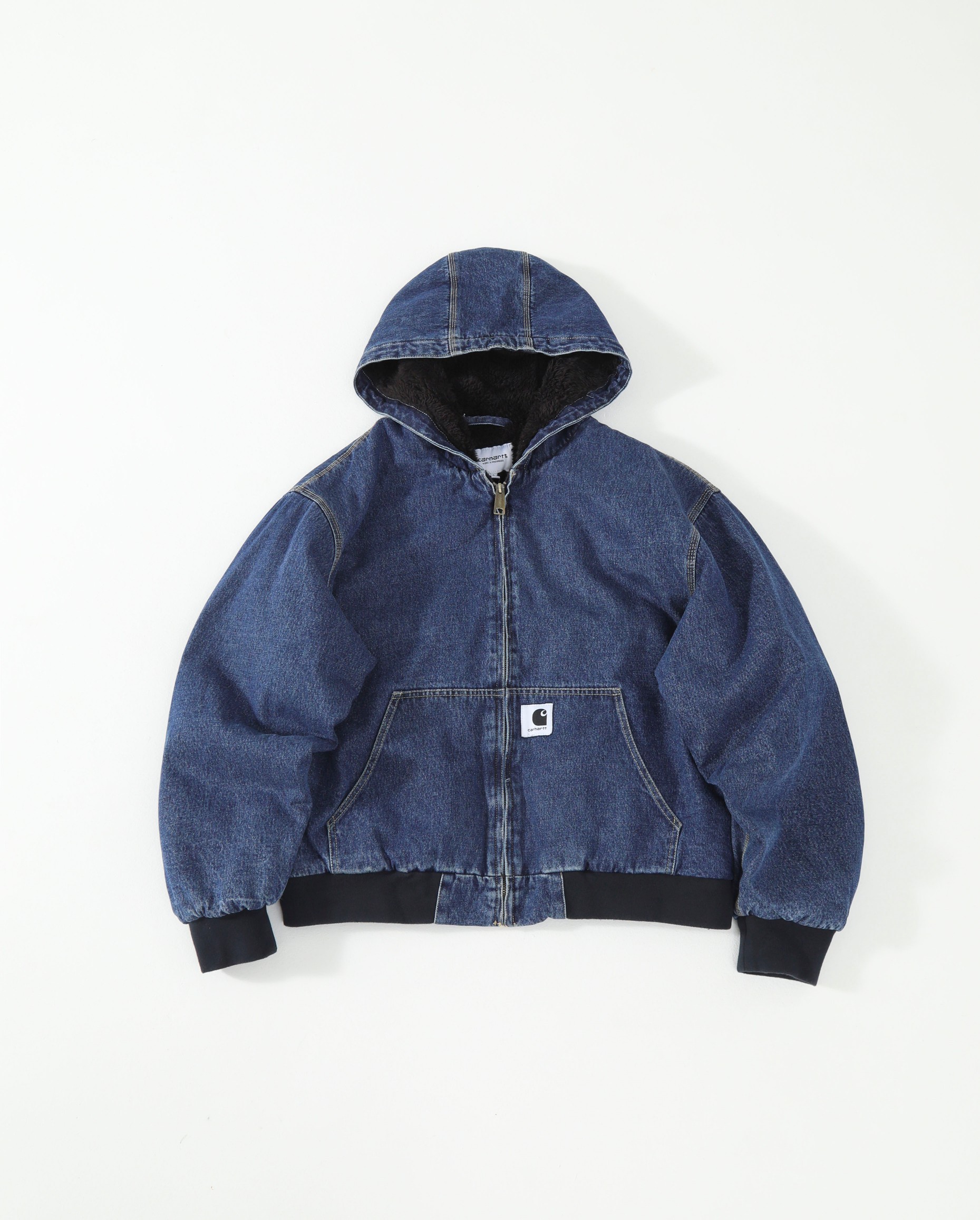 Carhartt WIP jacket 卡哈特 FW23 丹宁系列 Active Jacket 抽绳连帽运动宽松连帽夹克 牛仔外套外套 男女同款  I032232-01-06