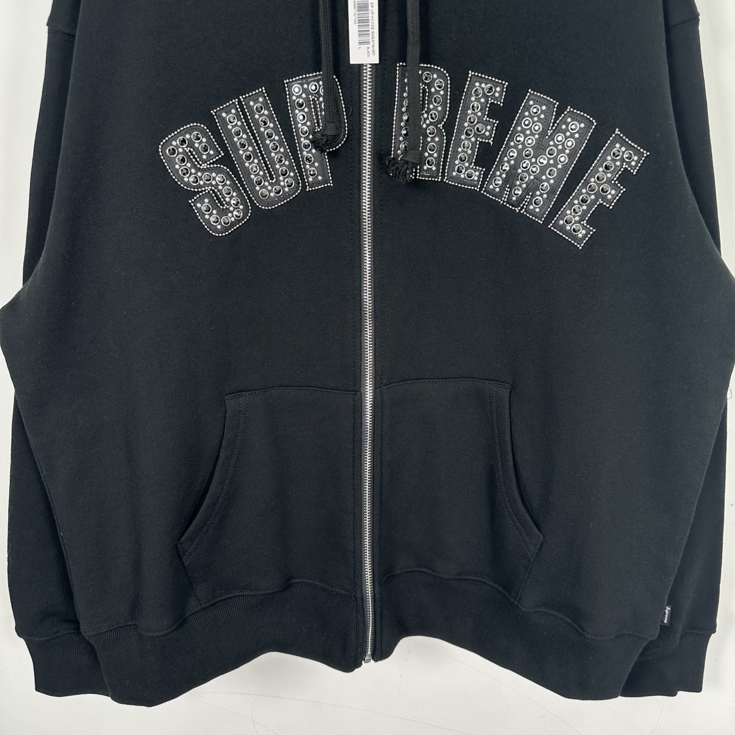SupremexB.B.SIMON 联名款 SS25 WEEK10 Zip Up HoodedSweatshirt 胸前闪钻logo拉链开合连帽美式潮流卫衣 男女同款 SUP-SS25-054
