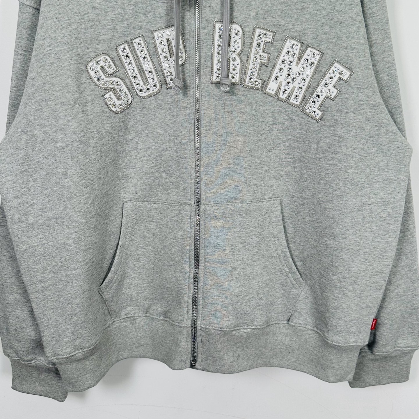 SupremexB.B.SIMON 联名款 SS25 WEEK10 Zip Up HoodedSweatshirt 胸前闪钻logo拉链开合连帽美式潮流卫衣 男女同款 SUP-SS25-054