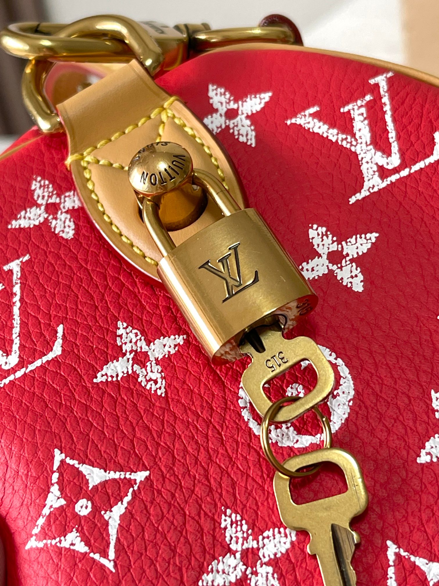 LOUIS VUITTON 路易威登 LV Speedy 25 可拆卸肩带 LV牛皮革 斜挎包 单肩包 双肩包 水桶 手提包 红色 M24425