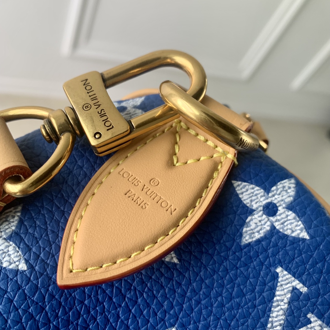 LOUIS VUITTON 路易威登 LV Speedy P9 40 可拆卸肩带 LV牛皮革 斜挎包 单肩包 双肩包 水桶 手提包 蓝色 M24418