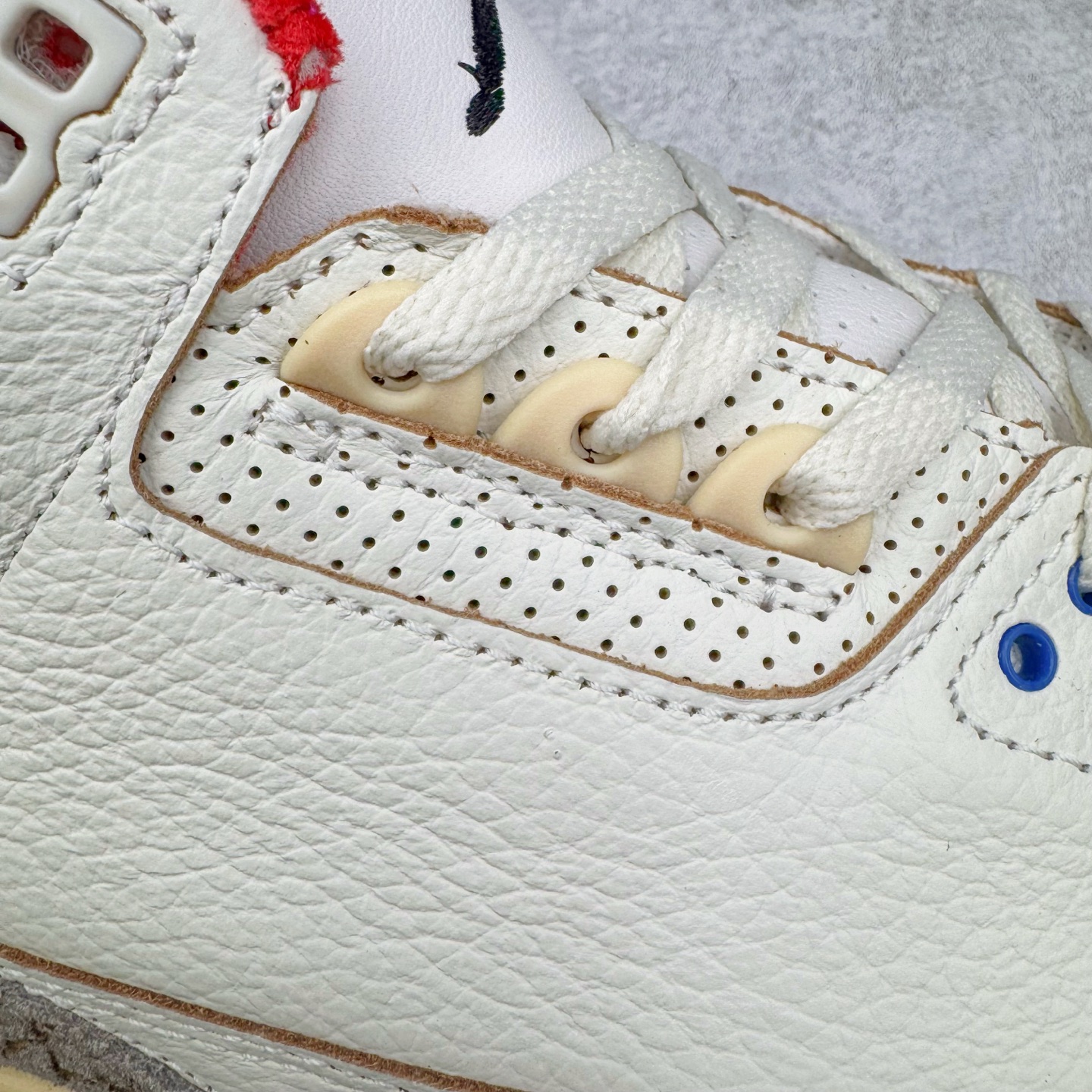 Air Jordan 3 Rare Air AJ3 中筒 舒适 防滑耐磨  复古篮球鞋 休闲鞋 篮球鞋 板鞋 女鞋 男鞋  波鞋 韩国限定 米白蓝红 IB1482-100 