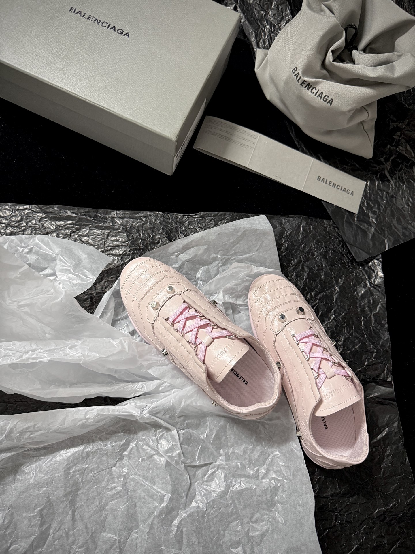 Balenciaga 巴黎世家 CITY 低筒 羊皮革 平底系带  生活休闲鞋 男女同款 C0粉 856693WZENC5000