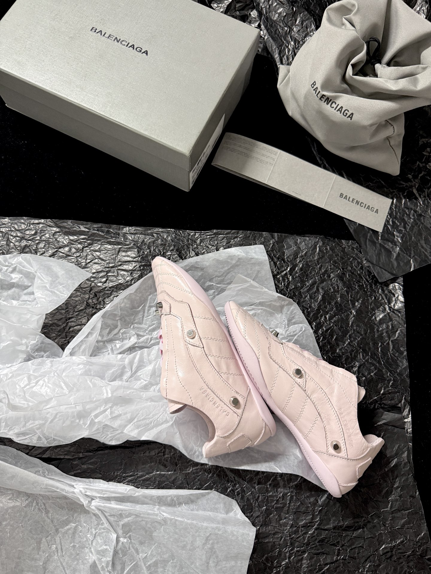 Balenciaga 巴黎世家 CITY 低筒 羊皮革 平底系带  生活休闲鞋 男女同款 C0粉 856693WZENC5000