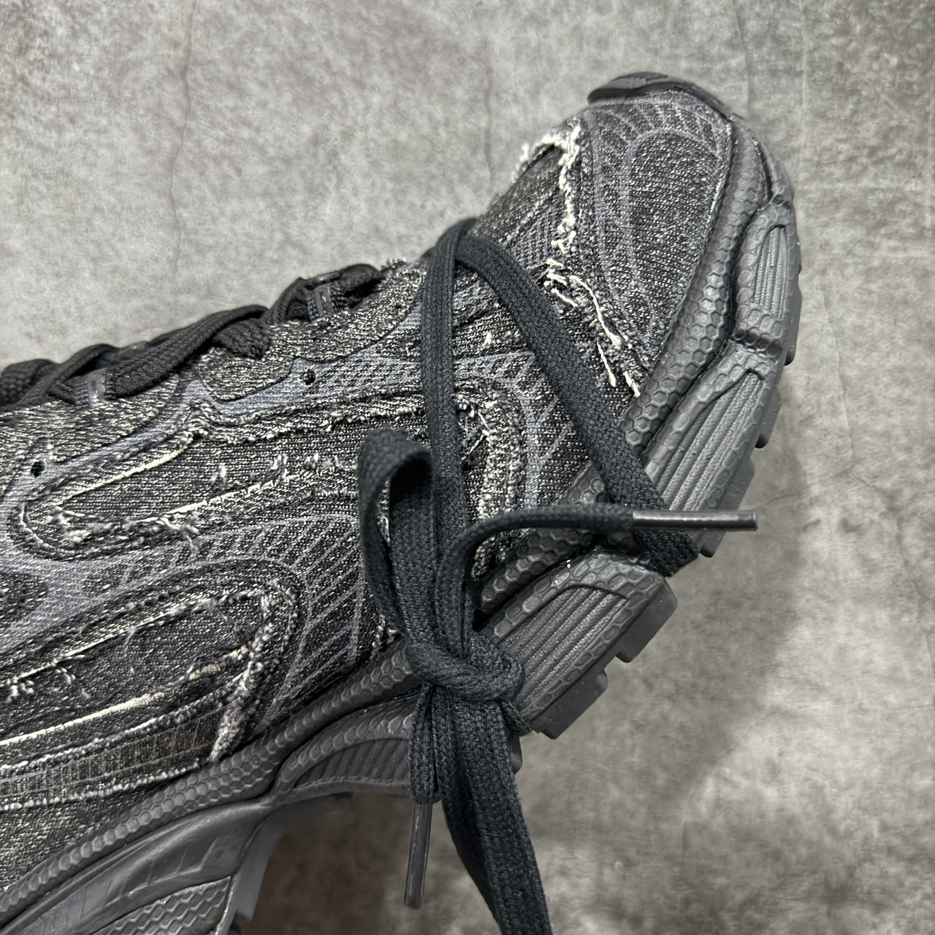 Balenciaga 巴黎世家 3XL链条挂锁 綁帶 网布 系带 做旧 低筒 老爹鞋 运动 复古板鞋 休闲鞋 男鞋 女鞋 黑色 丹宁牛仔 黑色 734734WTSAX1000
