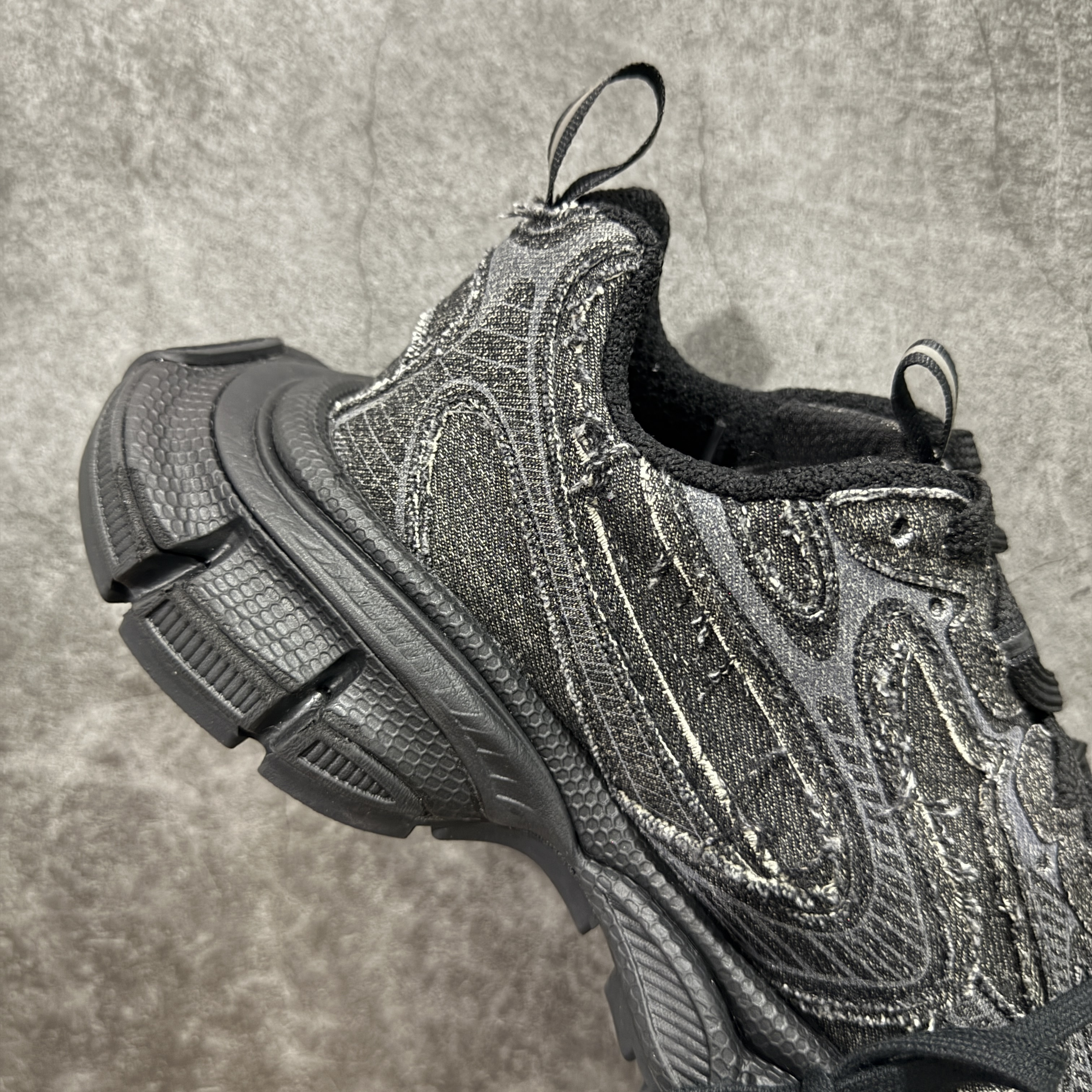 Balenciaga 巴黎世家 3XL链条挂锁 綁帶 网布 系带 做旧 低筒 老爹鞋 运动 复古板鞋 休闲鞋 男鞋 女鞋 黑色 丹宁牛仔 黑色 734734WTSAX1000