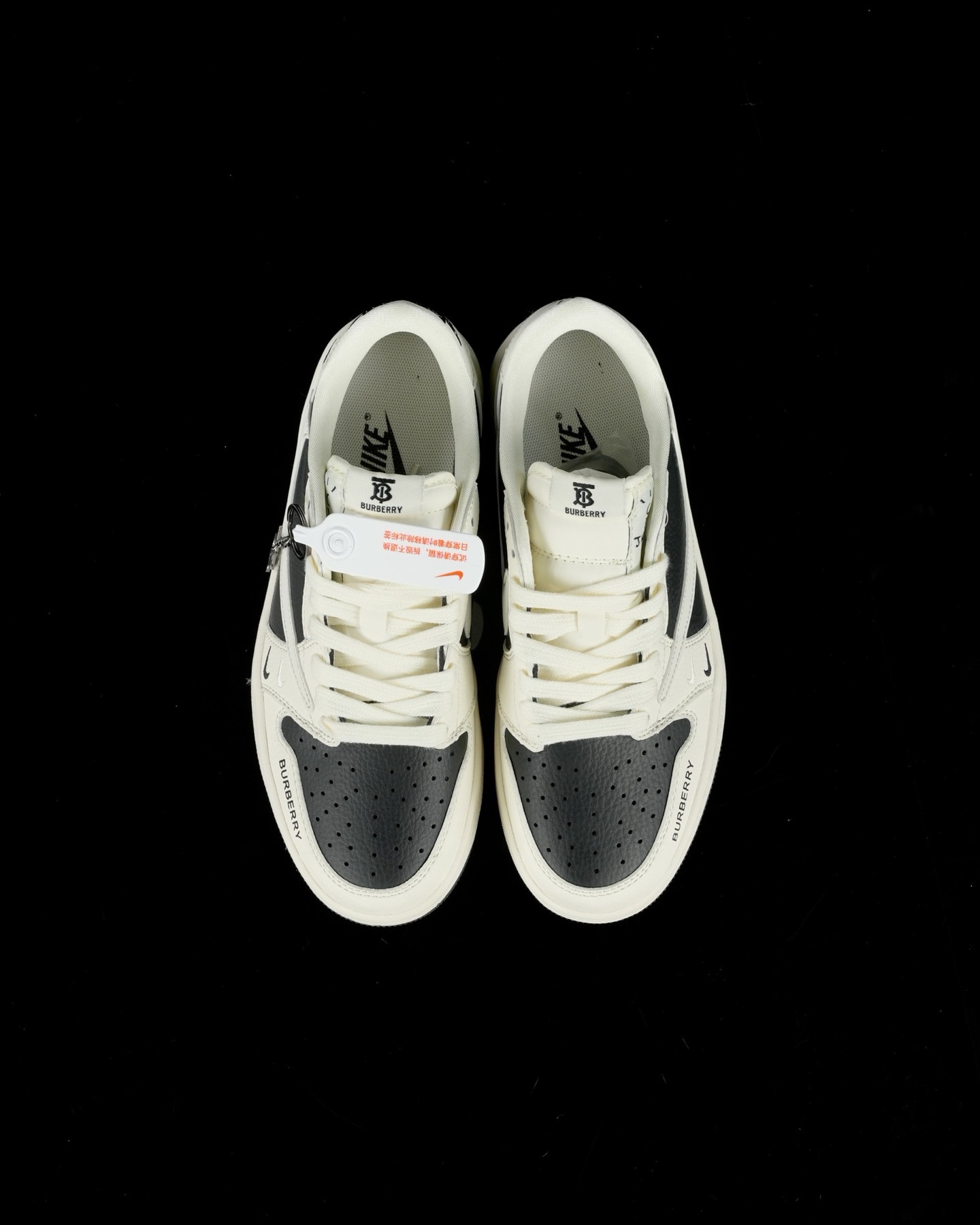 定制 Travis Scott x Air Jordan 1 Low  BURBRRY AJ1 低筒  低筒 倒钩 板鞋 篮球鞋 女鞋 男鞋 波鞋 黑白