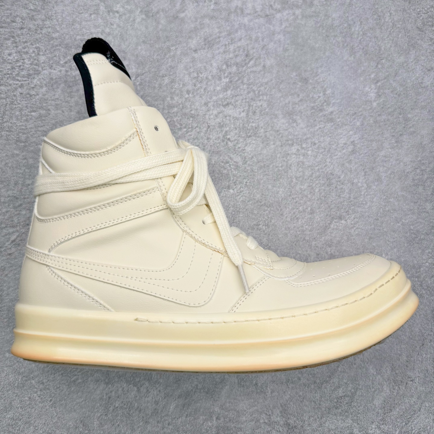 生胶底 RICK OWENS DRKSHDW RO 圆头 高筒  板鞋 休闲鞋 波鞋 男鞋 女鞋 拉链 帆布 白色  