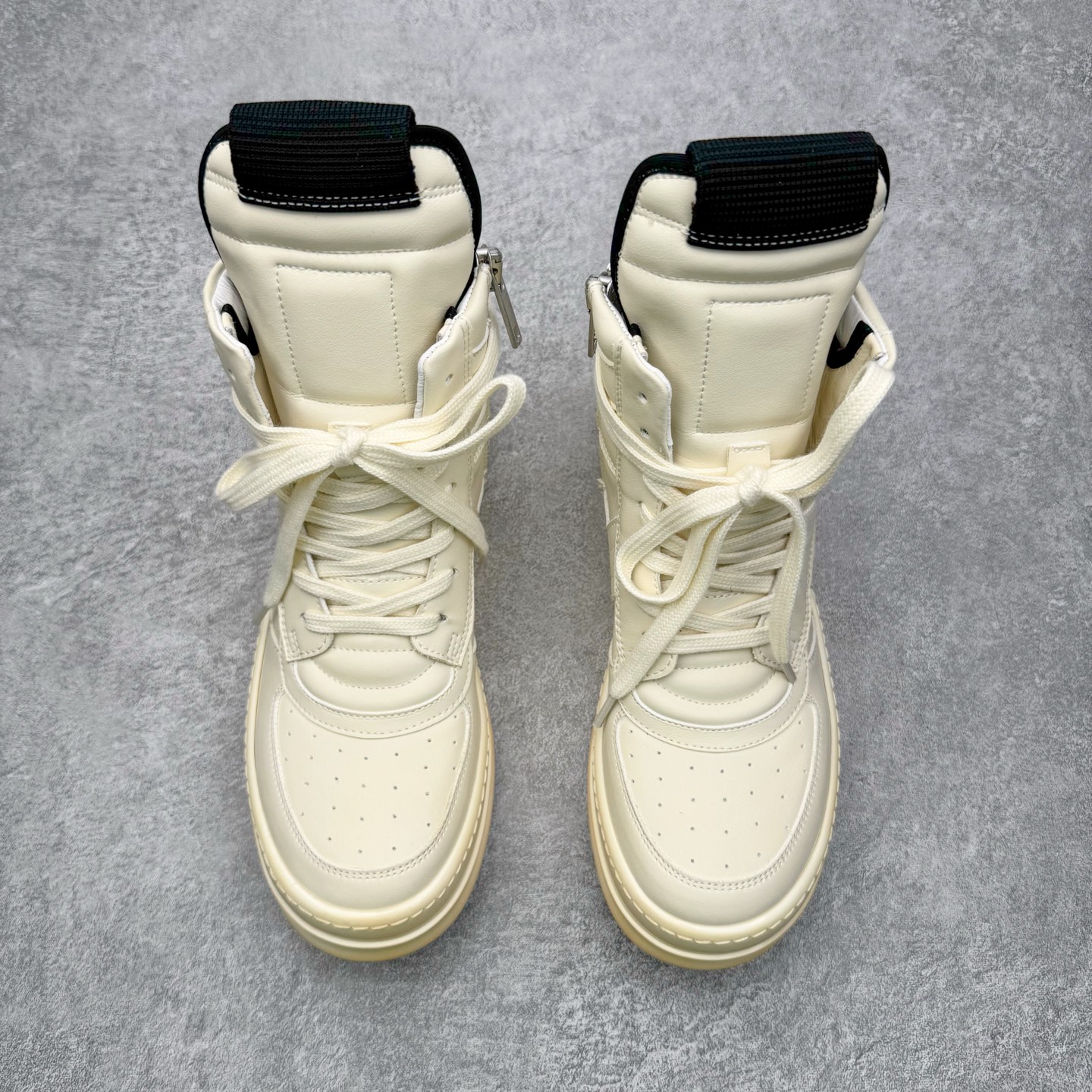 生胶底 RICK OWENS DRKSHDW RO 圆头 高筒  板鞋 休闲鞋 波鞋 男鞋 女鞋 拉链 帆布 白色  