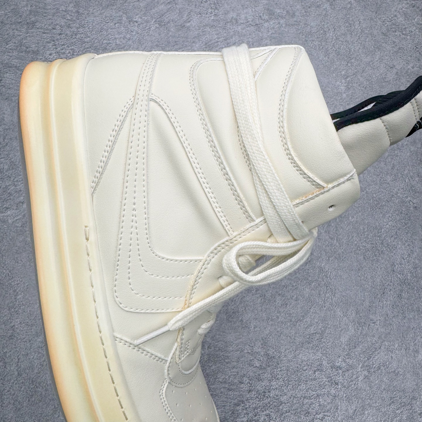 生胶底 RICK OWENS DRKSHDW RO 圆头 高筒  板鞋 休闲鞋 波鞋 男鞋 女鞋 拉链 帆布 白色  