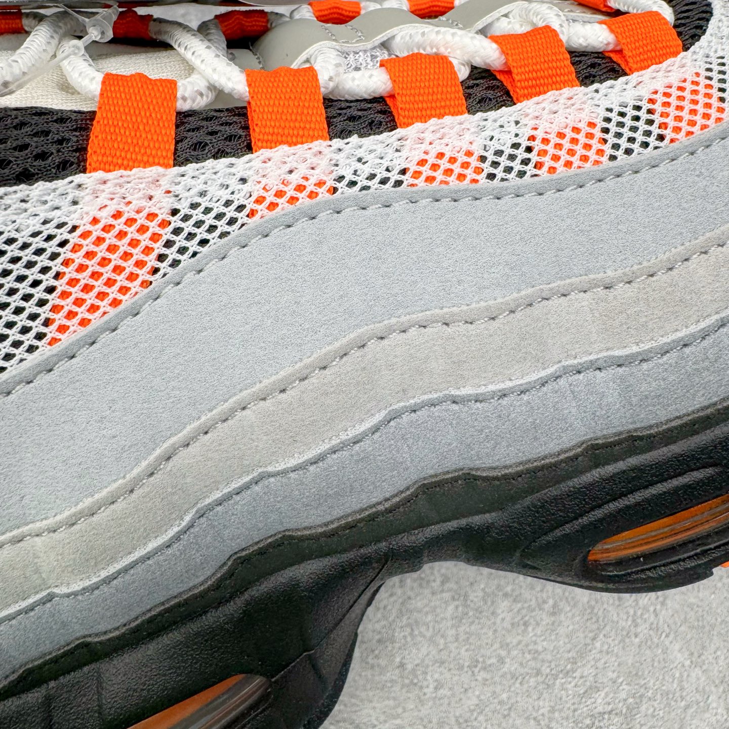 升级最终版 Corteiz Nike Air Max 95  低筒 网布防滑 运动鞋 休闲鞋 球鞋 男鞋 波鞋 灰橙 HM4740-005