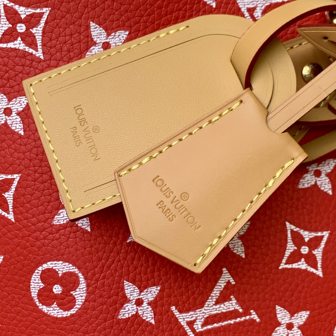 LOUIS VUITTON 路易威登 LV Speedy P9 30 可拆卸肩带 LV牛皮革 斜挎包 单肩包 双肩包 水桶 手提包  红色