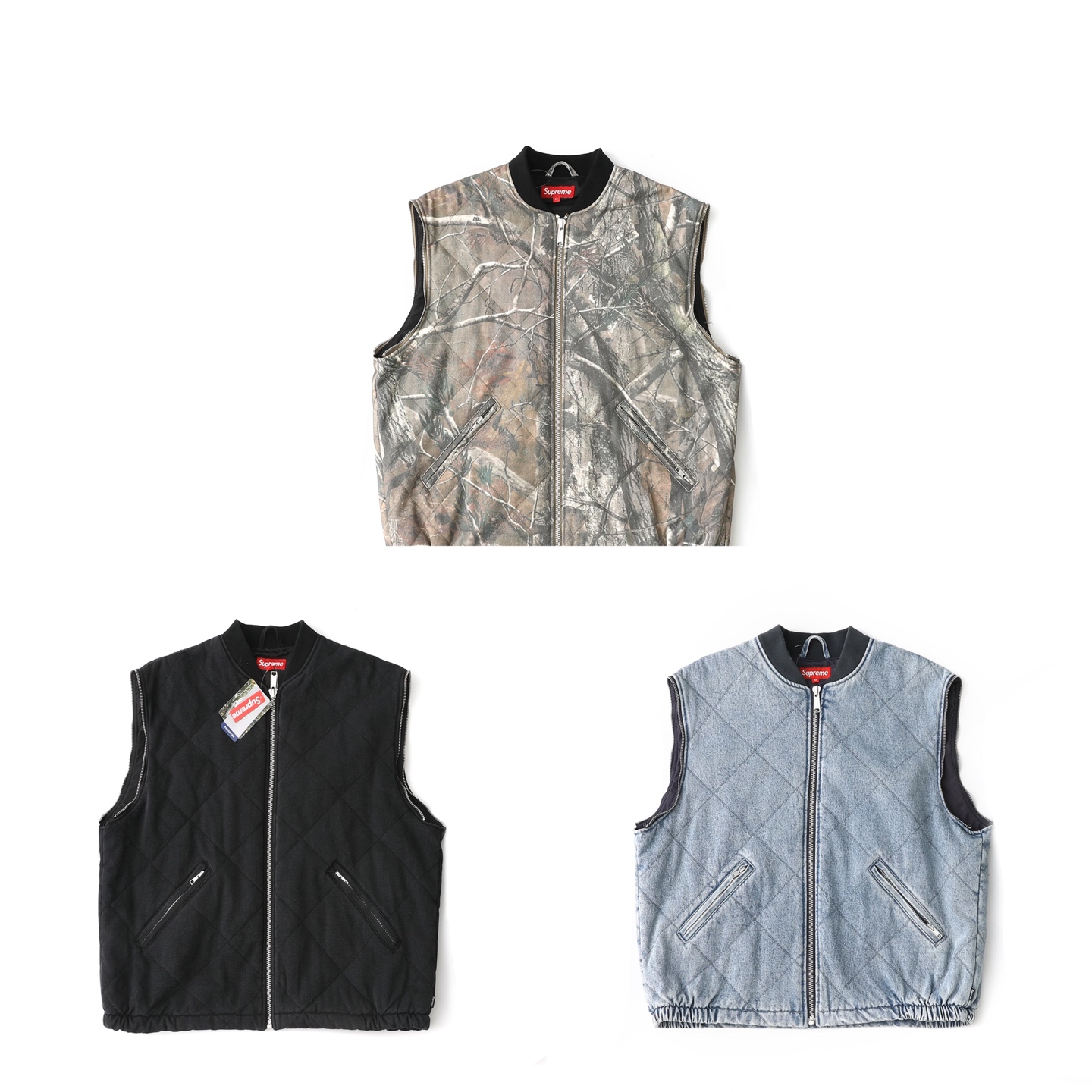 Supreme FW25 WEEK1 Zip-Off Sleeve Quilted Bomber Jacket 马甲二合一 棉服 纯色 男女同款B0   