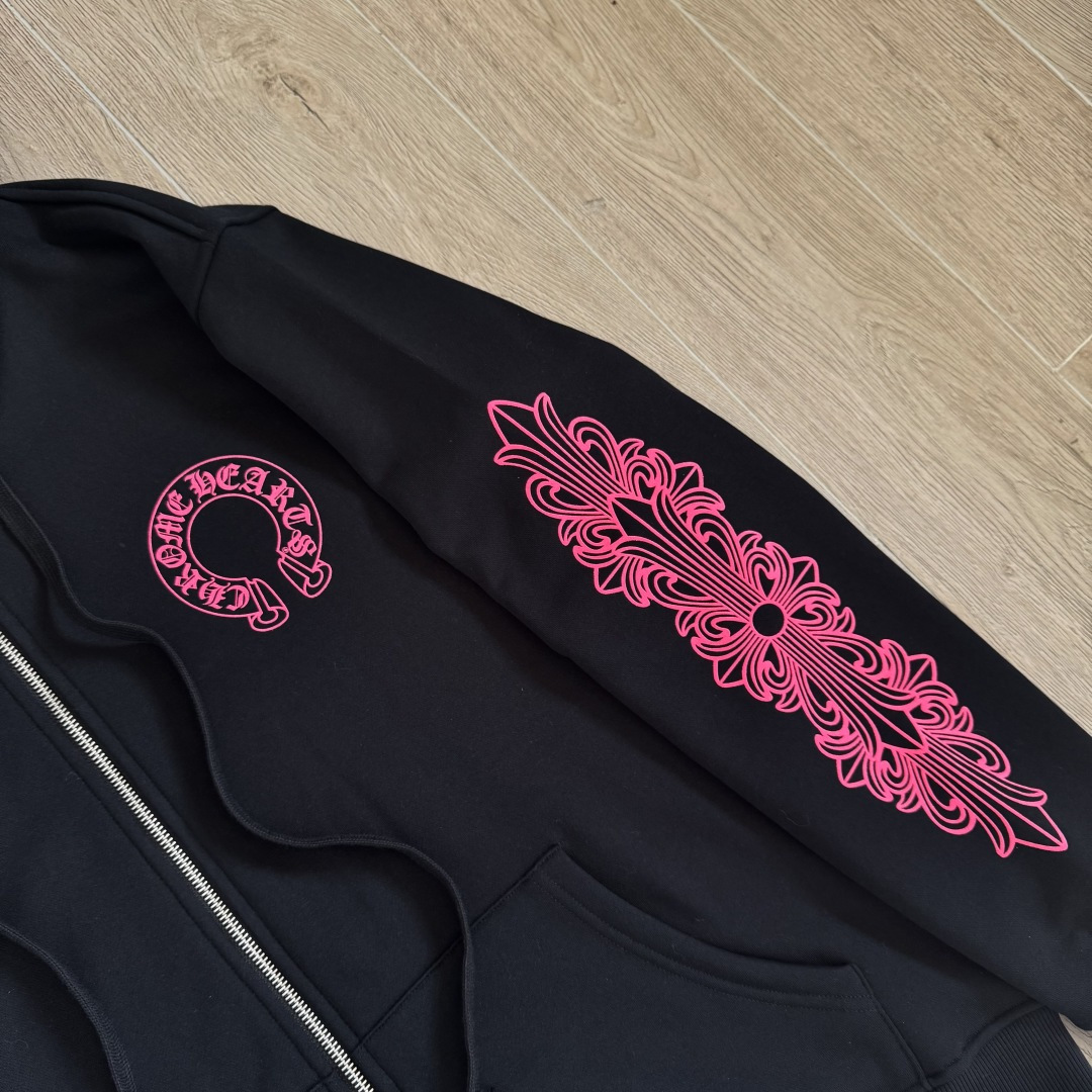 925纯银 Chrome Hearts 克罗心 水洗宝剑 外套 夹克 长袖 拉链黑红A5 CH-20251128 
