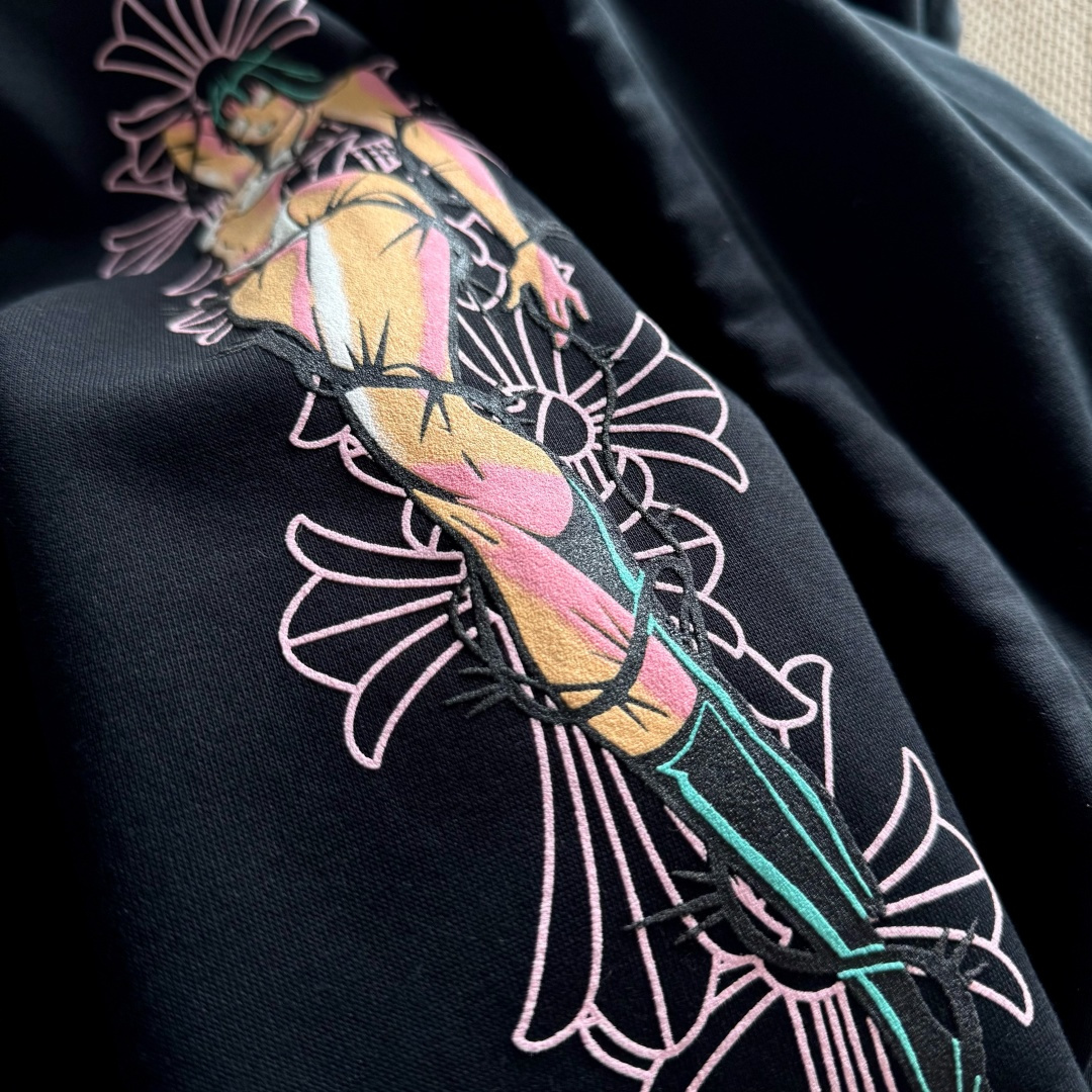 925纯银 Chrome Hearts DEADLY DOLL 克罗心 字母图案印花  宝剑 外套 夹克 长袖 拉链黑色A5 CH-04166512