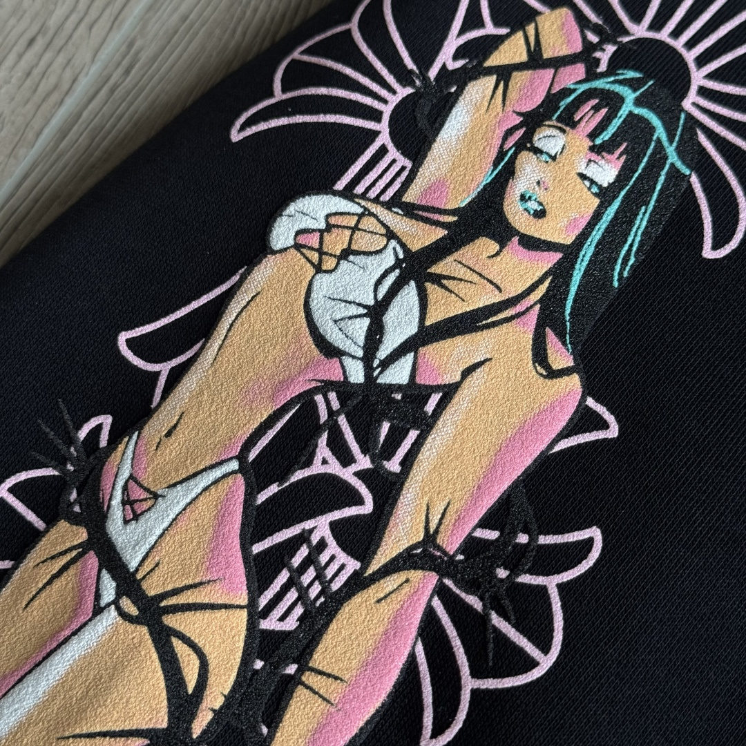 925纯银 Chrome Hearts DEADLY DOLL 克罗心 字母图案印花  宝剑 外套 夹克 长袖 拉链黑色A5 CH-04166512