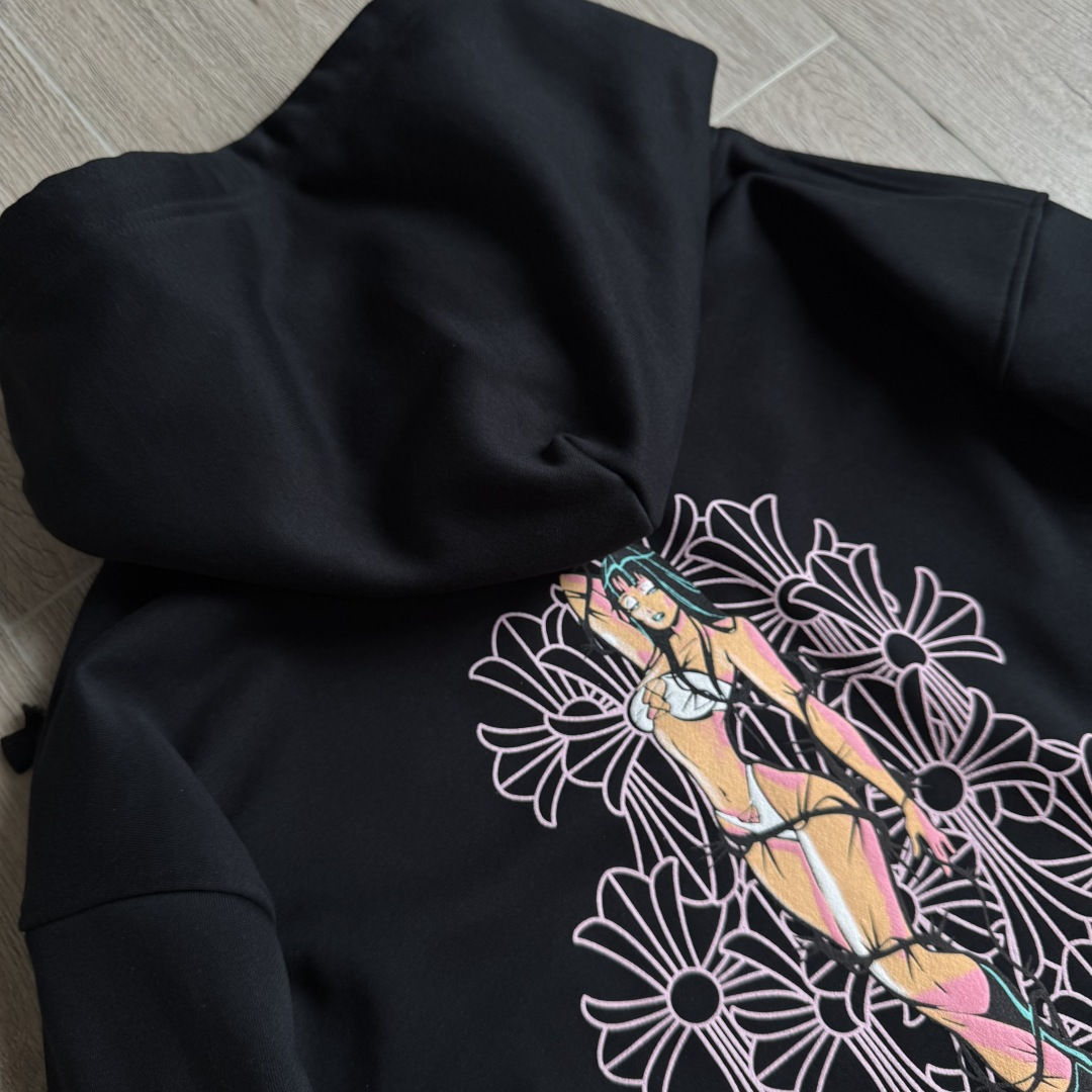 925纯银 Chrome Hearts DEADLY DOLL 克罗心 字母图案印花  宝剑 外套 夹克 长袖 拉链黑色A5 CH-04166512