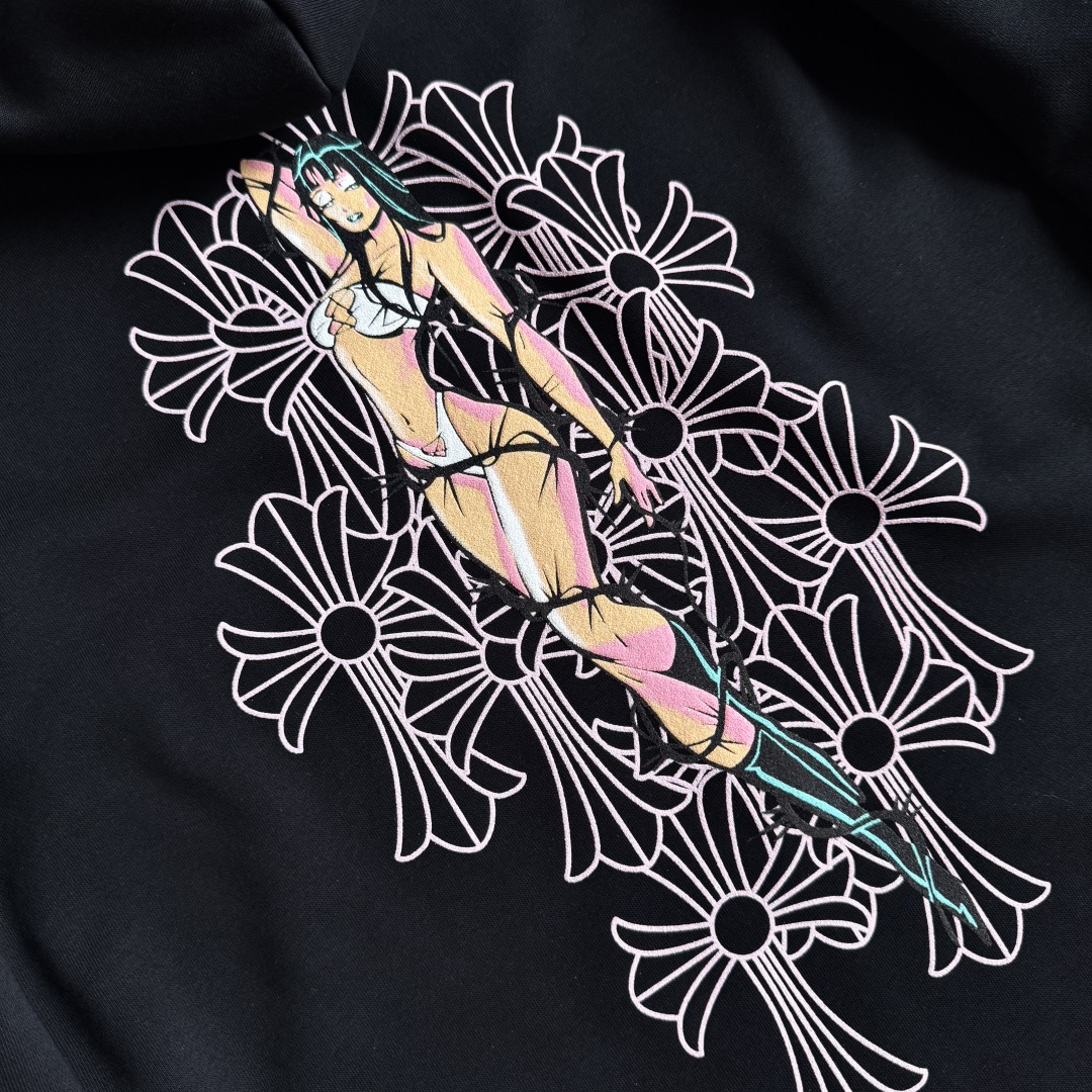 925纯银 Chrome Hearts DEADLY DOLL 克罗心 字母图案印花  宝剑 外套 夹克 长袖 拉链黑色A5 CH-04166512