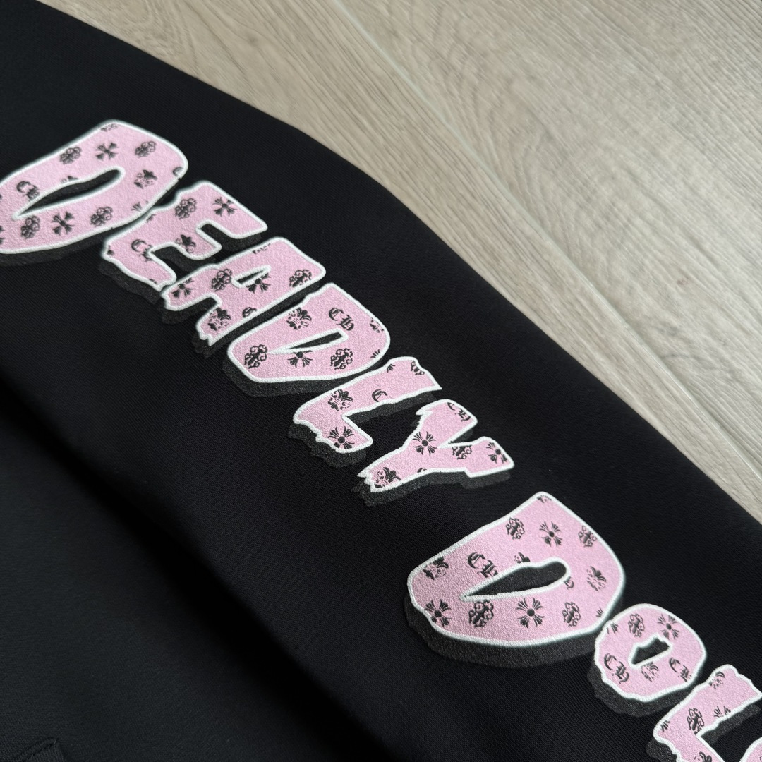 925纯银 Chrome Hearts DEADLY DOLL 克罗心 字母图案印花  宝剑 外套 夹克 长袖 拉链黑色A5 CH-04166512
