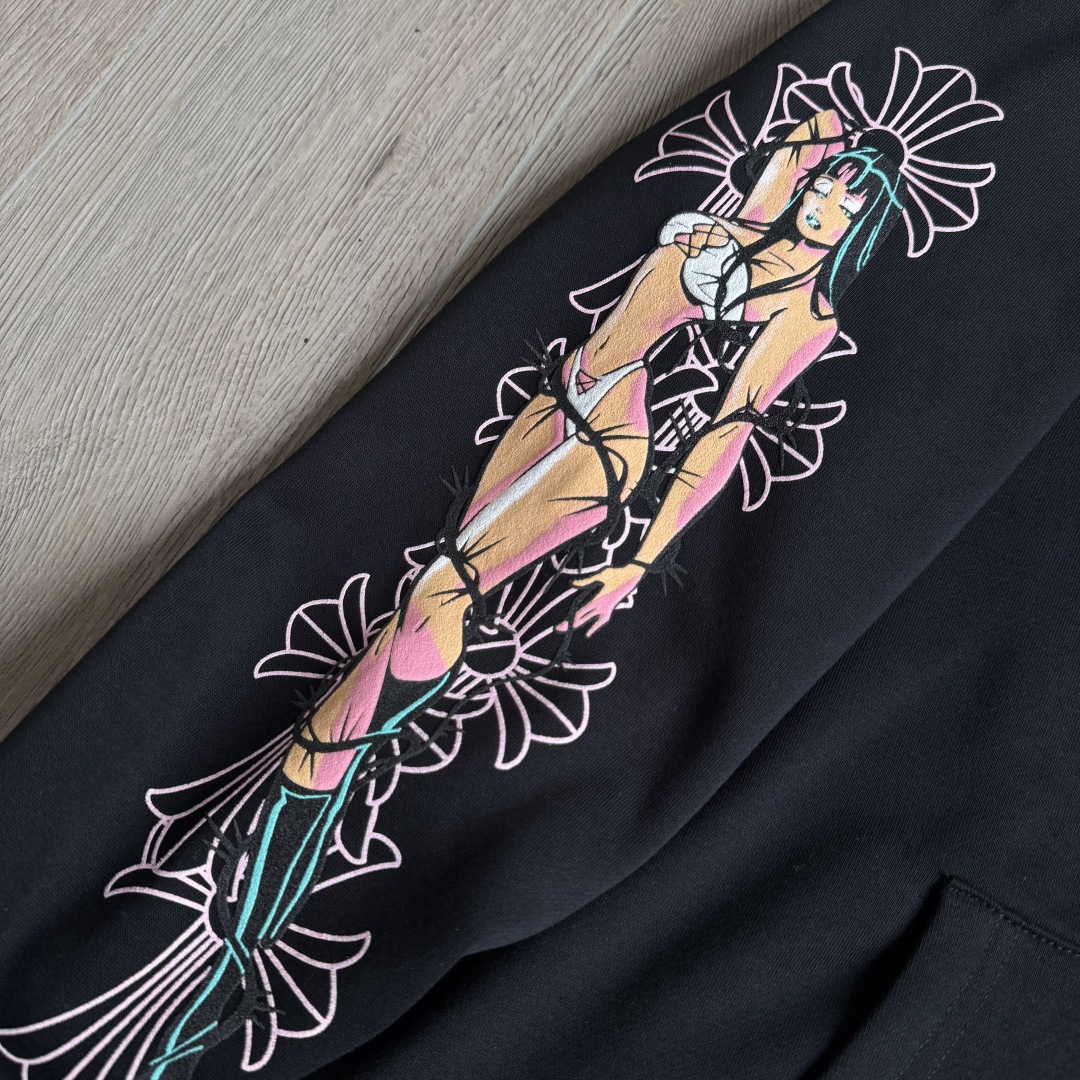 925纯银 Chrome Hearts DEADLY DOLL 克罗心 字母图案印花  宝剑 外套 夹克 长袖 拉链黑色A5 CH-04166512