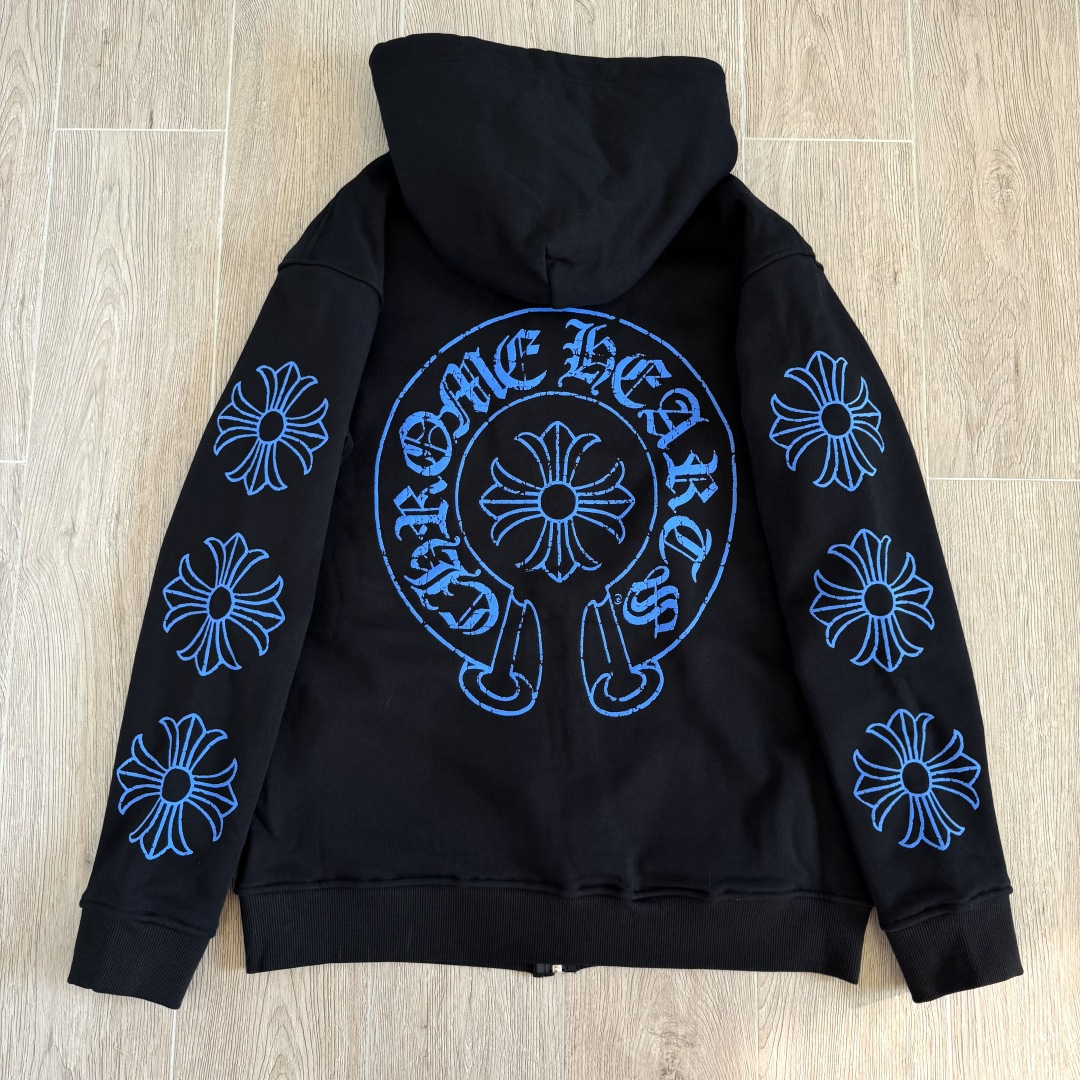 925纯银 Chrome Hearts  克罗心 字母图案印花  宝剑 外套 夹克 长袖 拉链黑蓝A5