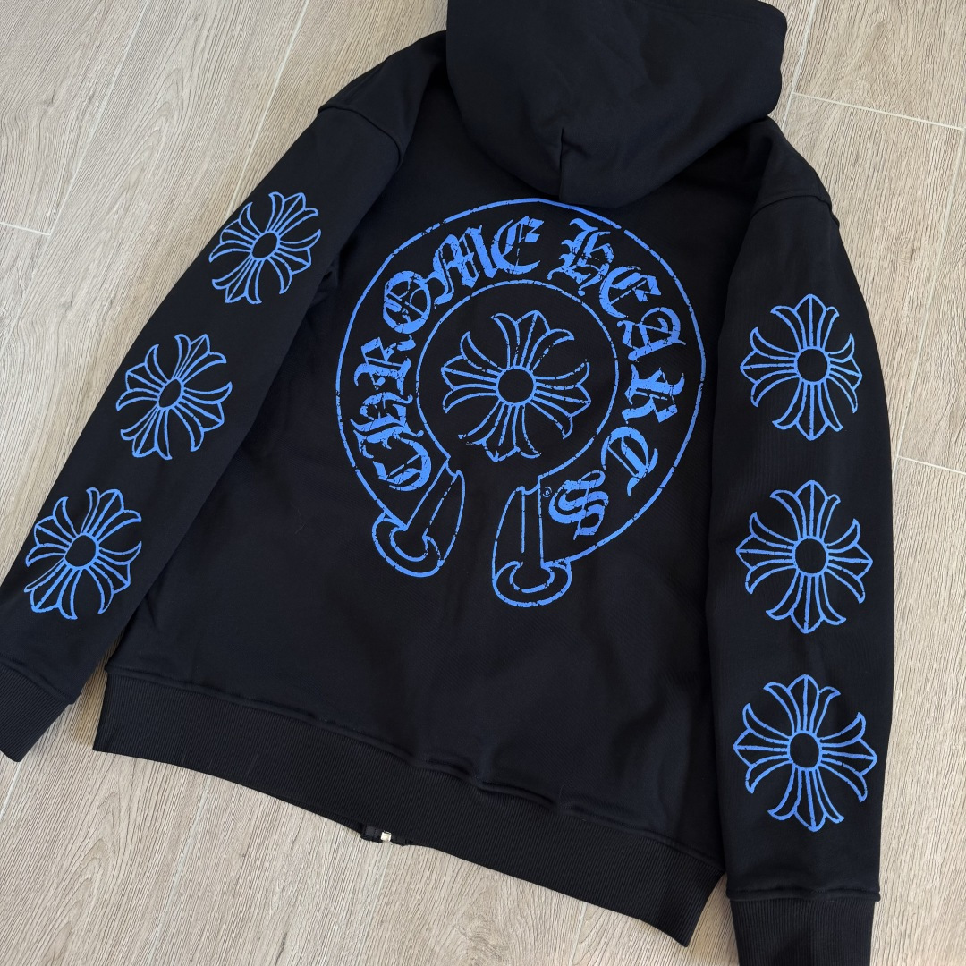 925纯银 Chrome Hearts  克罗心 字母图案印花  宝剑 外套 夹克 长袖 拉链黑蓝A5