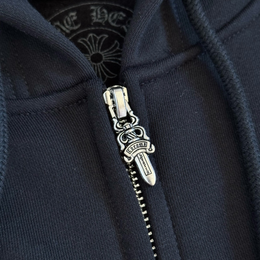 925纯银 Chrome Hearts  克罗心 字母图案印花  宝剑 外套 夹克 长袖 拉链黑蓝A5