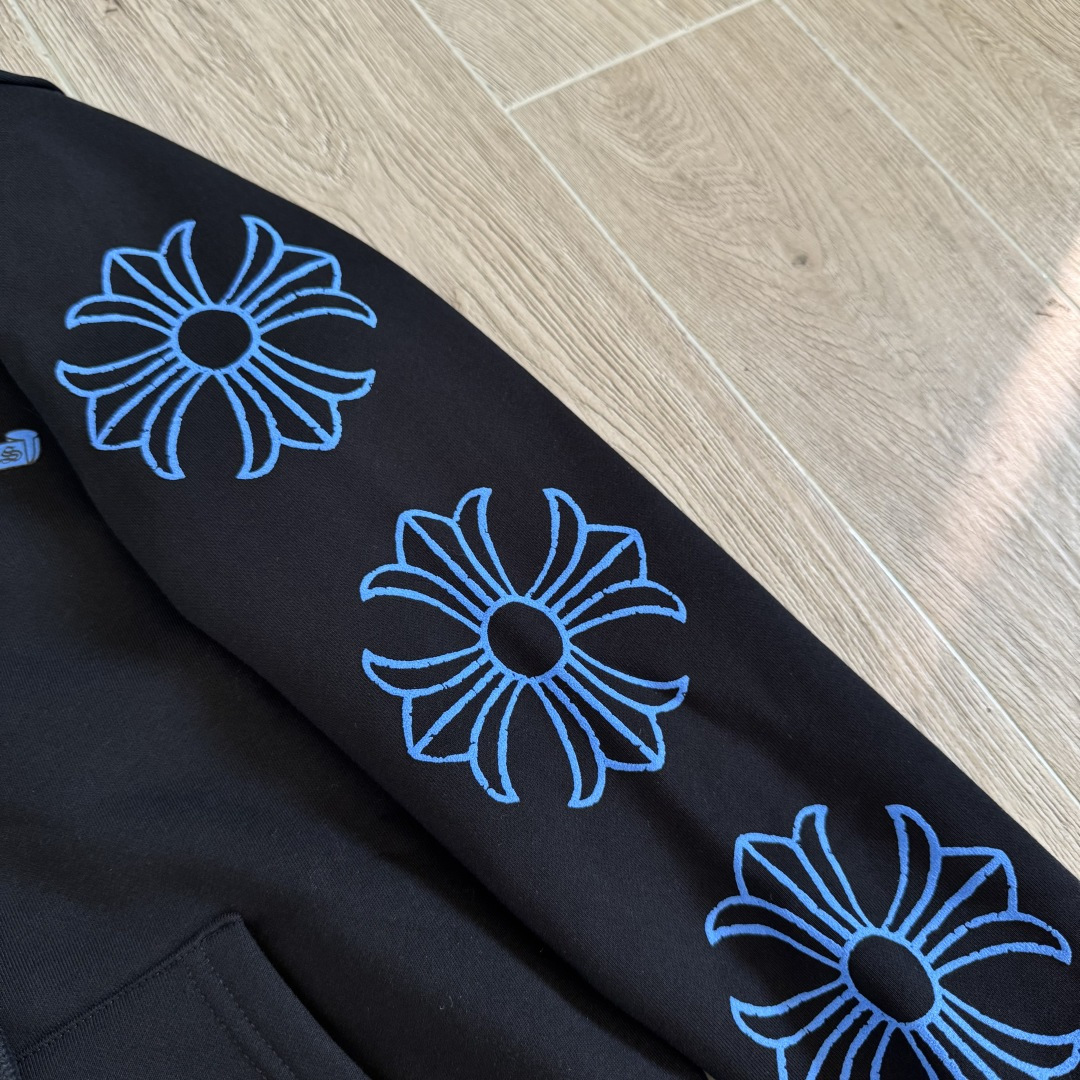 925纯银 Chrome Hearts  克罗心 字母图案印花  宝剑 外套 夹克 长袖 拉链黑蓝A5