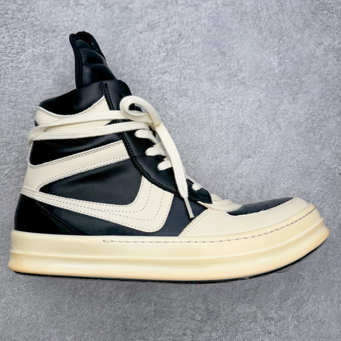 生胶底 RICK OWENS DRKSHDW RO 圆头 高筒  板鞋 休闲鞋 波鞋 男鞋 女鞋 拉链 帆布 黑白