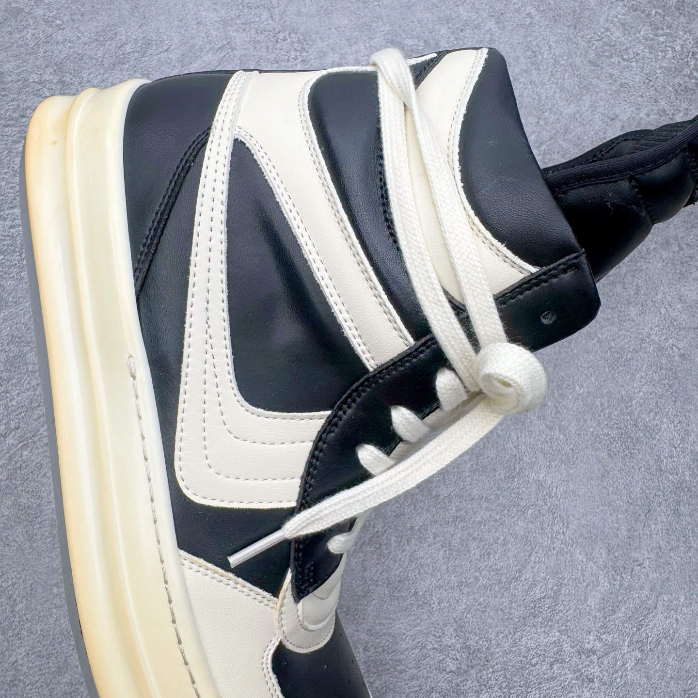 生胶底 RICK OWENS DRKSHDW RO 圆头 高筒  板鞋 休闲鞋 波鞋 男鞋 女鞋 拉链 帆布 黑白