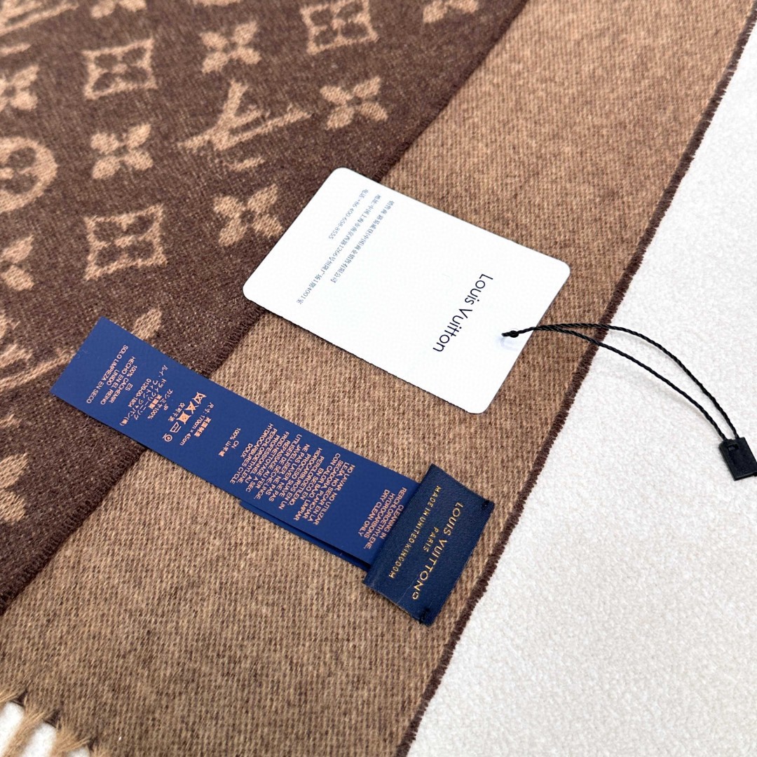  Louis Vuitton LV 围巾 满印 保暖 羊绒  棕色 黑色  30*180cm