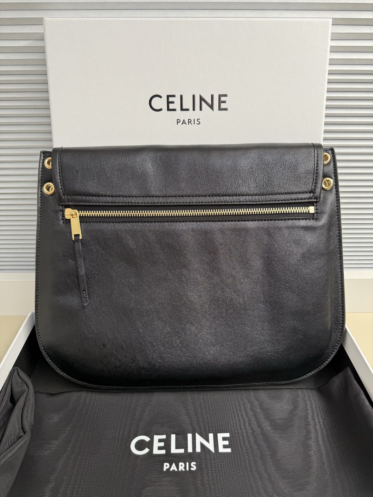 34CM CELINE Besace 赛琳 托特包 手提包 单肩包 斜挎包 黑色金标 123632T88-38NO