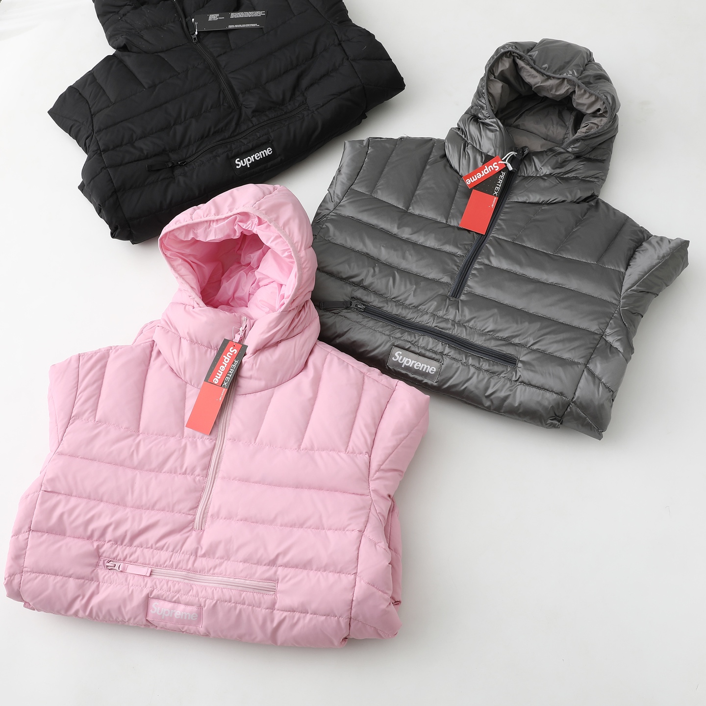 Supreme FW25 box logo WEEK6 Micro Down Half Zip Hooded Pullover 编织徽标标签半拉链袋鼠兜拉链连帽情侣冬季保暖轮胎羽绒服 凤搂 男女同款 